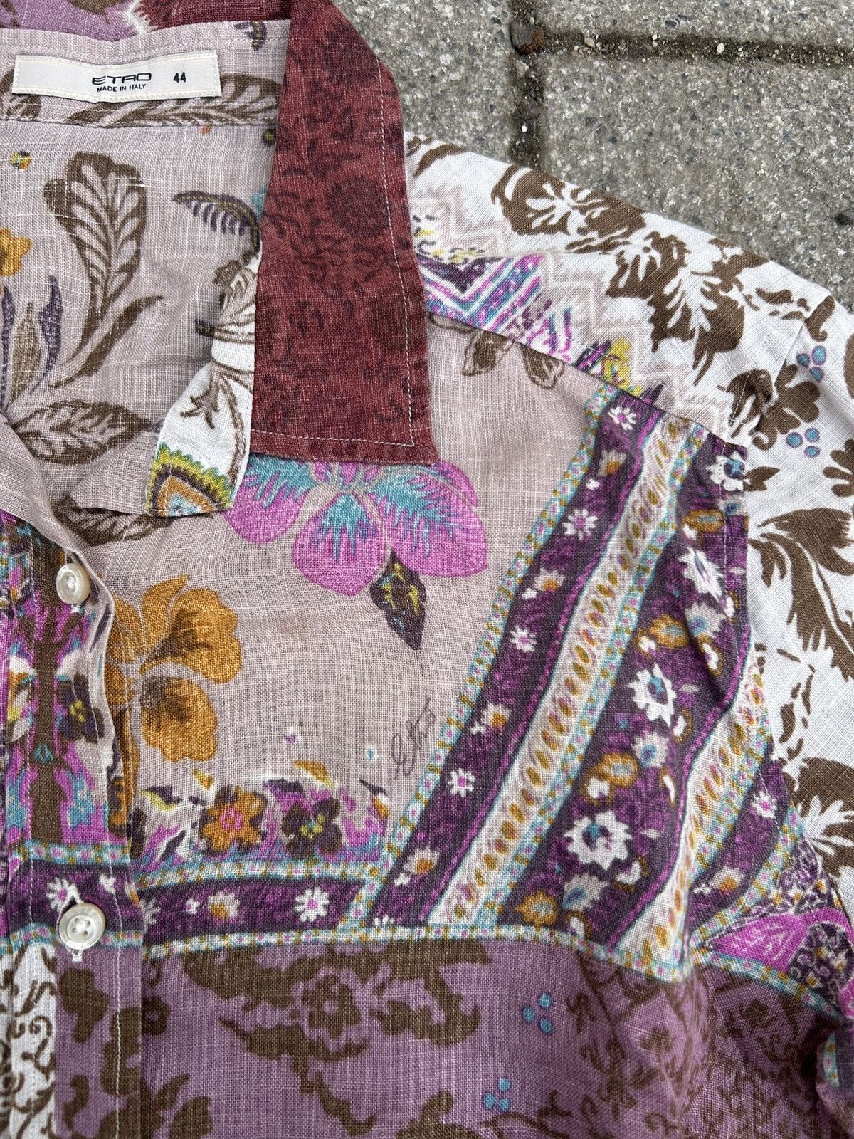 Etro Etro Luxury Paisley Patchwork Linen Blouse Luxury Shirt Size M / US 6-8 / IT 42-44 - 8 Thumbnail