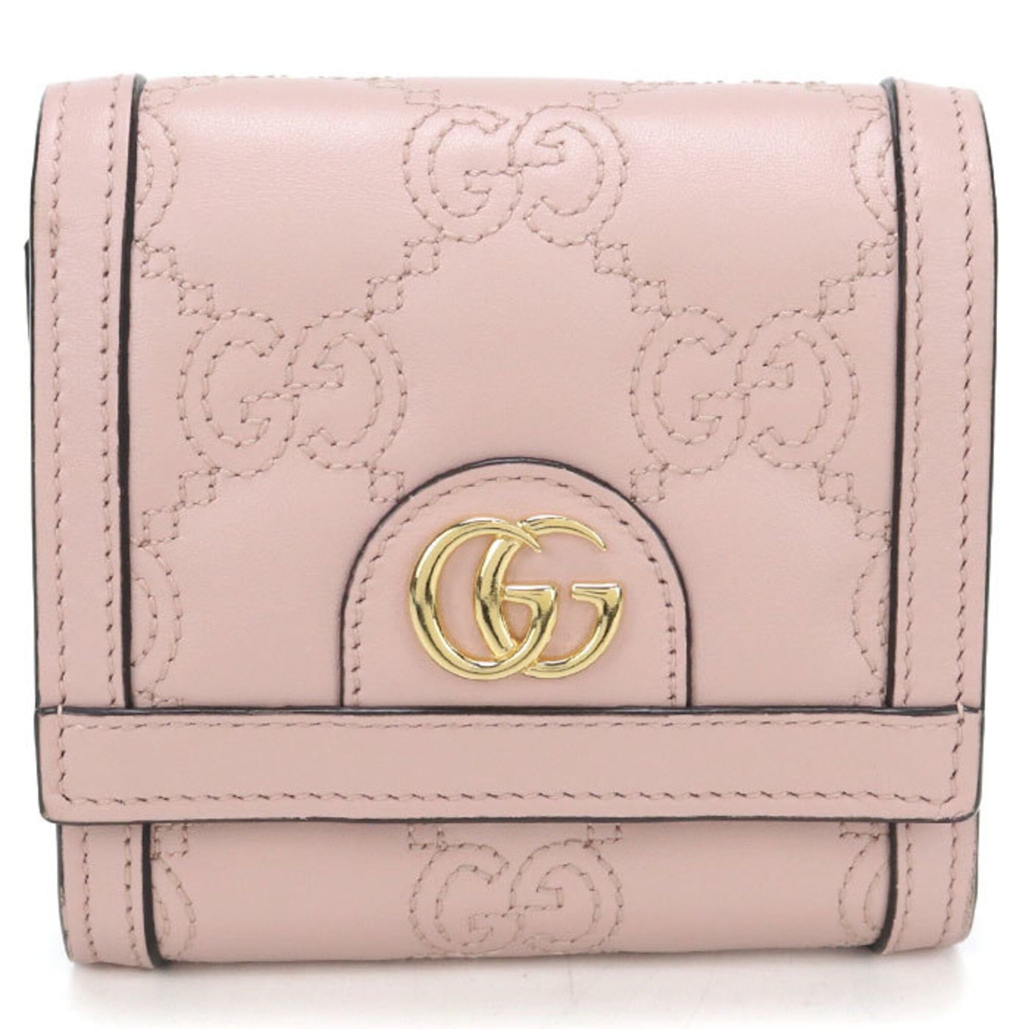 Gucci GUCCI Bi-fold wallet with coin purse, 723799, business card holder/card case wallet, GG Matelassé, women's, pink. Size ONE SIZE - 1 Thumbnail