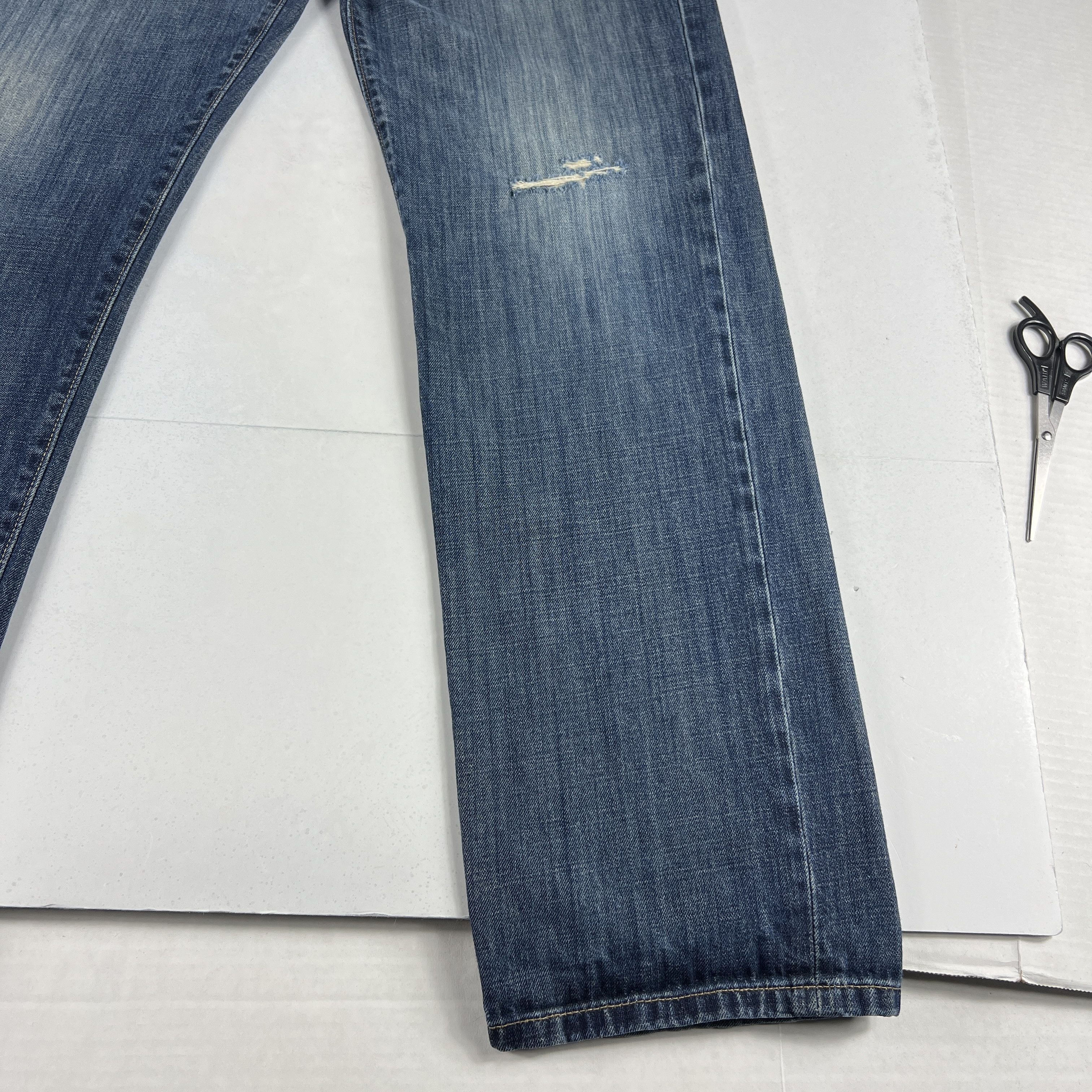 Lucky Brand Lucky Brand Jeans 221 Straight Blue Faded Distressed Denim Size US 33 - 6 Thumbnail