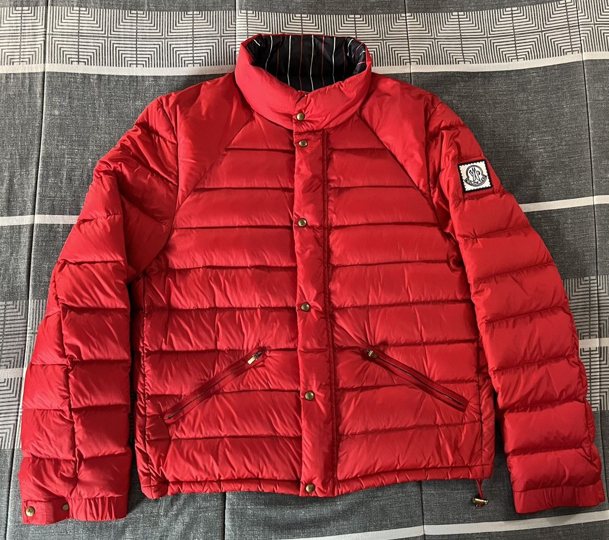 image of Moncler Red Down Feather Puffer Jacket, Women's (Size XS)