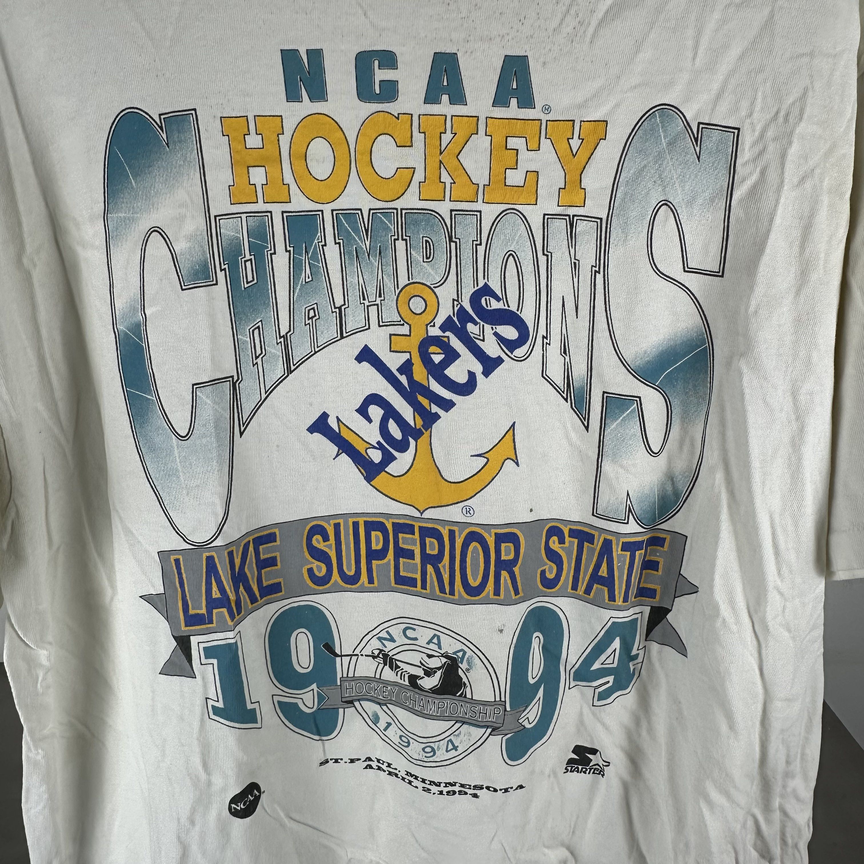 Vintage ​1994 Lake Superior State Lakers NCAA Hockey Champions Tee Size US XXL / EU 58 / 5 - 2 Thumbnail