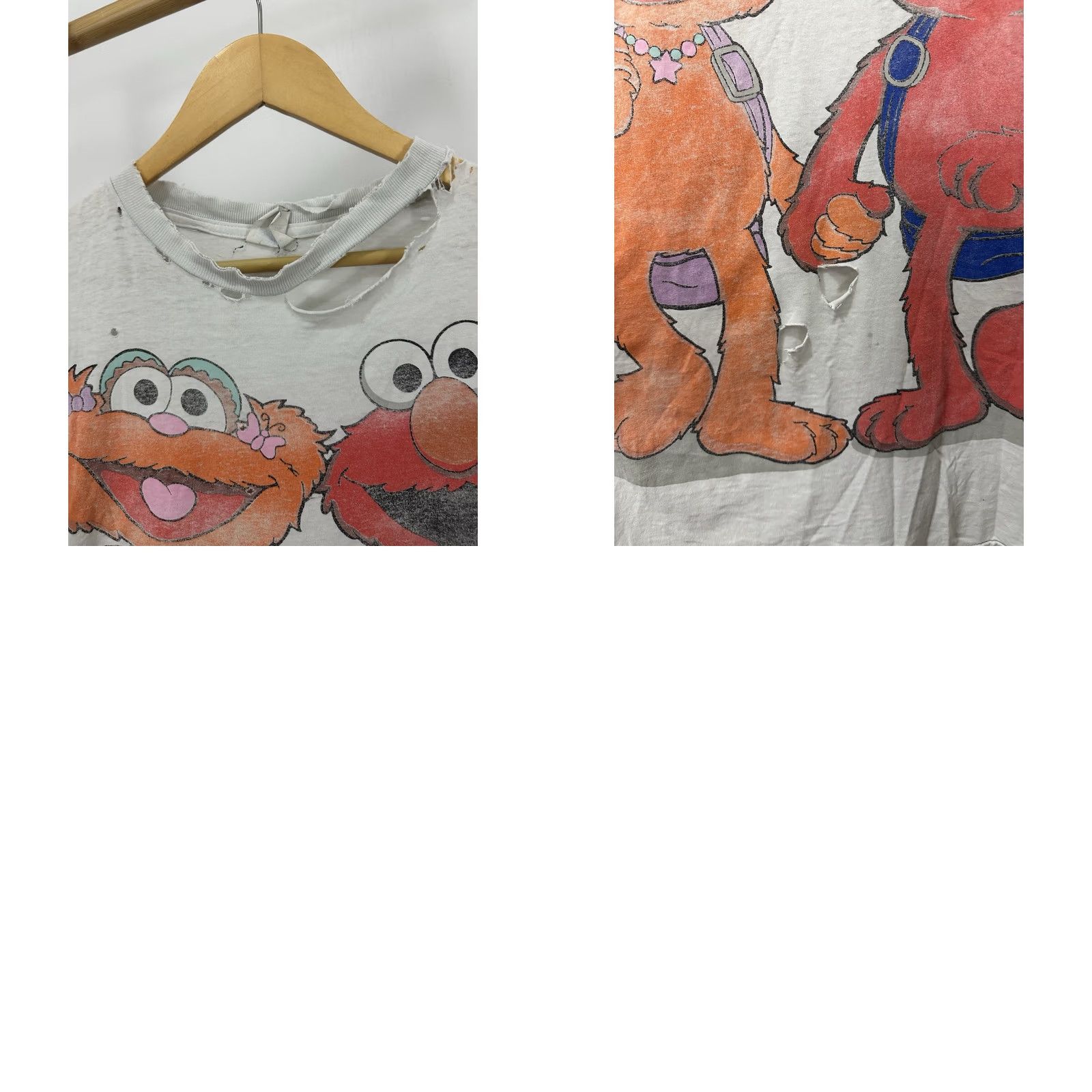 Tultex VTG Elmo & Zoe Sesame Street Thrashed Distressed Worn Double Sided T-Shirt XL Men White Tultex Shirt XS? Size US XL / EU 56 / 4 - 8 Thumbnail