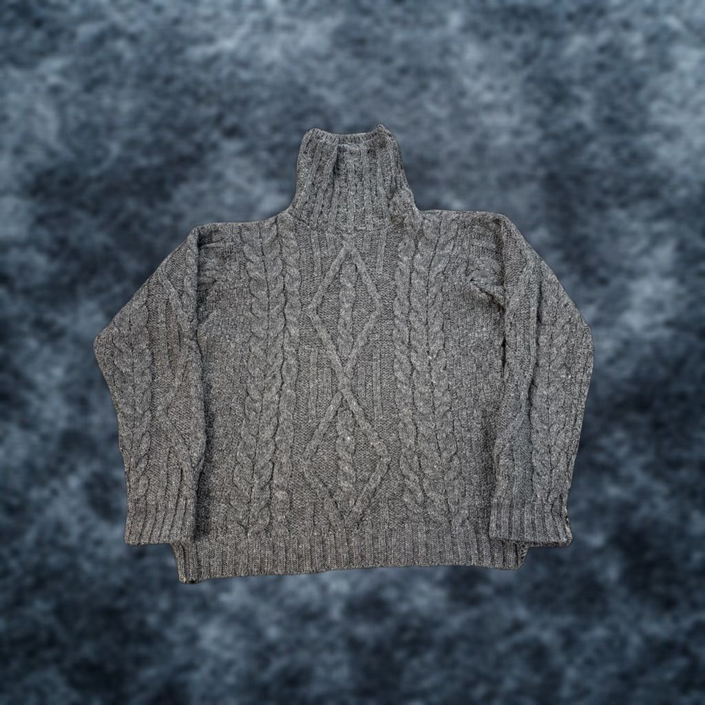Vintage Inis Crafts Turtleneck Sweater Women M Gray Merino Wool Fisherman Knit Pullover Size M / US 6-8 / IT 42-44 - 1 Thumbnail