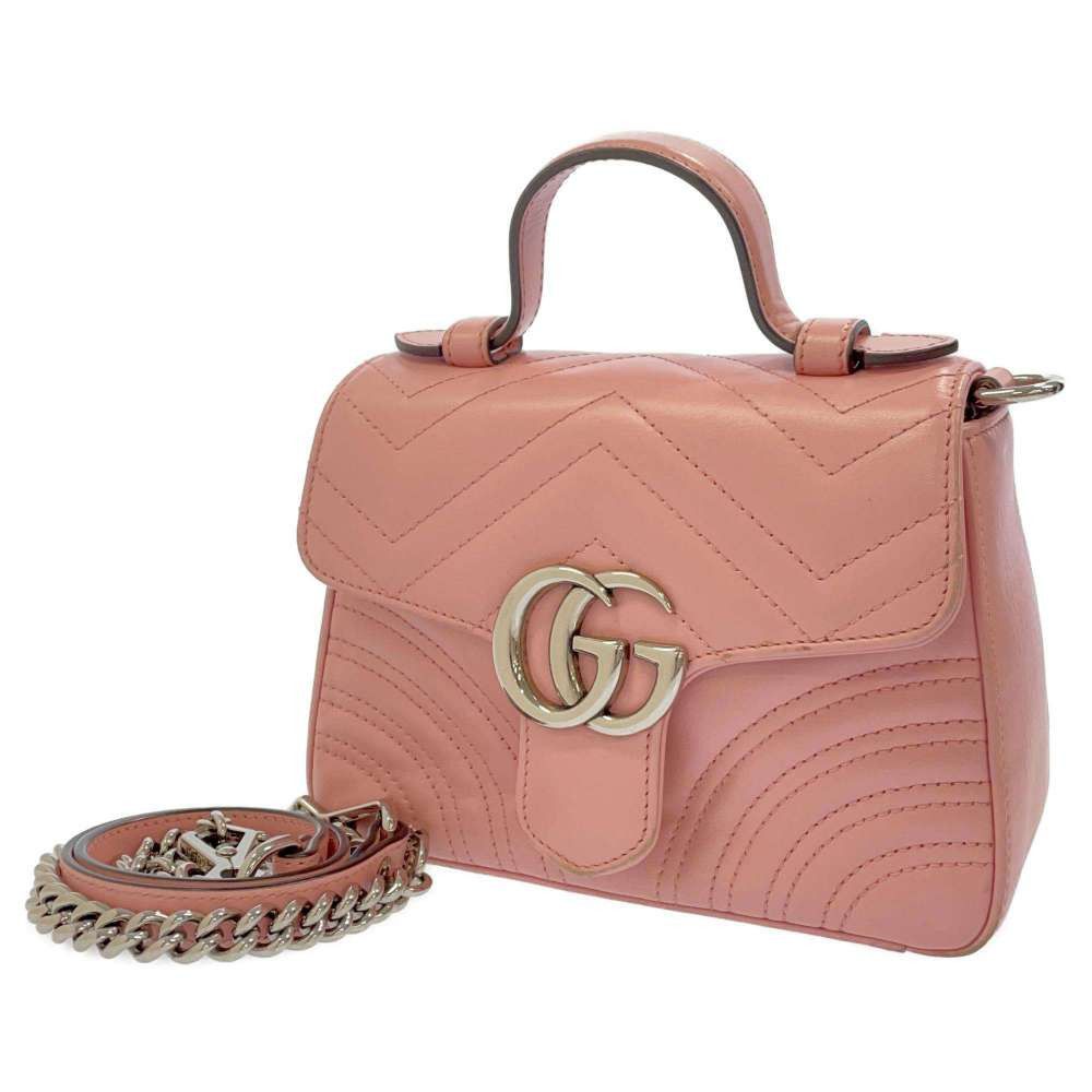 image of Gucci Chain Shoulder Bag GG Marmont Mini Top Handle Pink, Women's