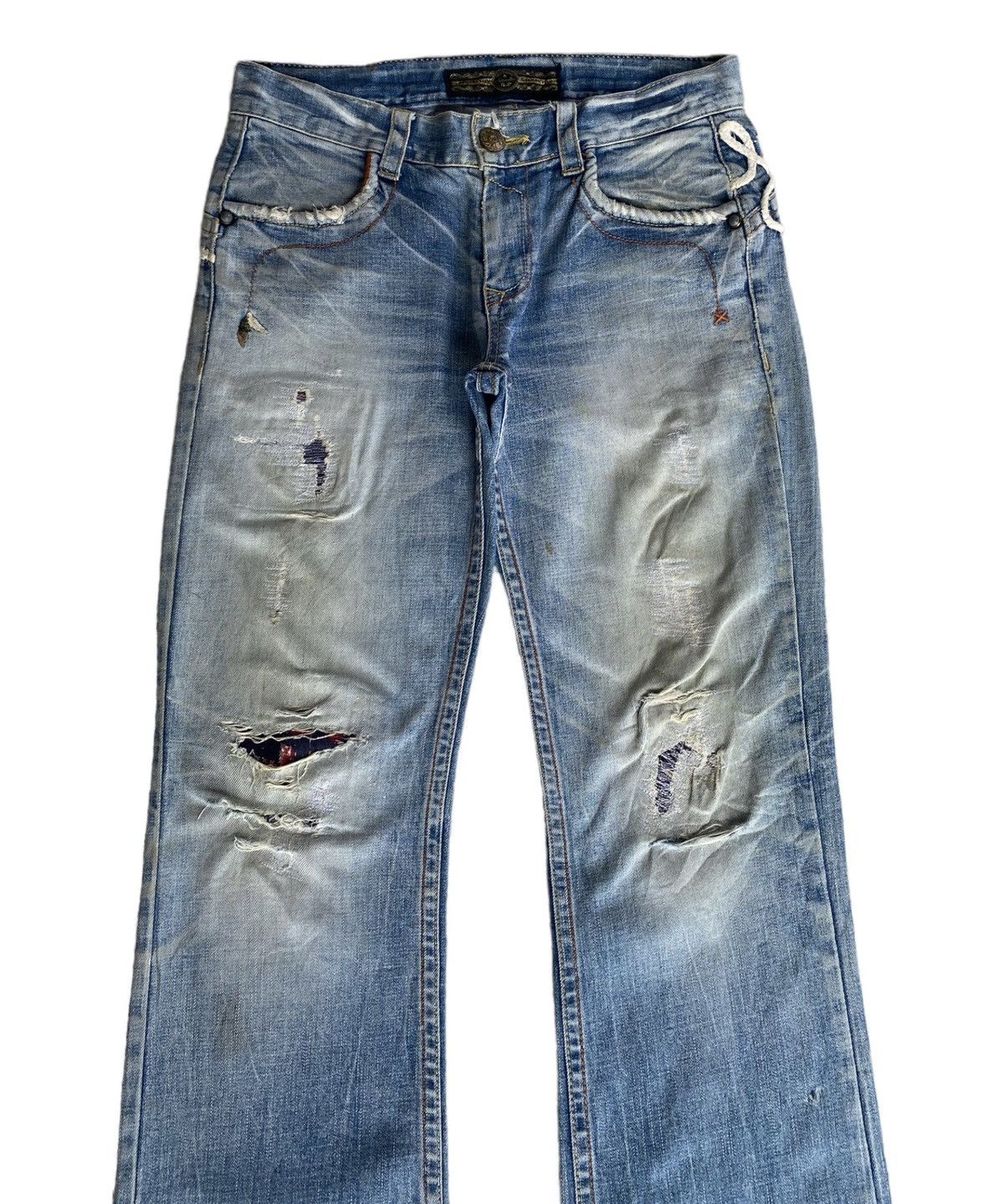 If Six Was Nine 🔥FLARED JEANS STUDIO R.P DENIM DISTRESSED JEANS AVANT GARDE Size US 33 - 5 Thumbnail
