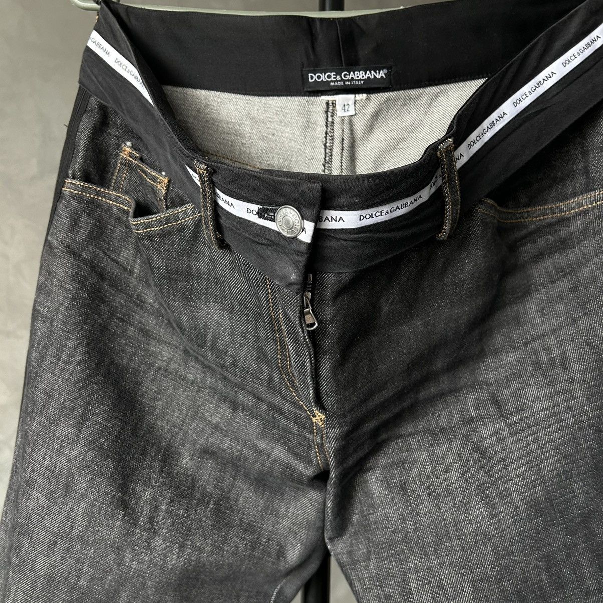 Dolce & Gabbana Rare Dolce & Gabbana Logo Waistband Black Wide Leg Jeans Size 28" / US 6 / IT 42 - 8 Thumbnail