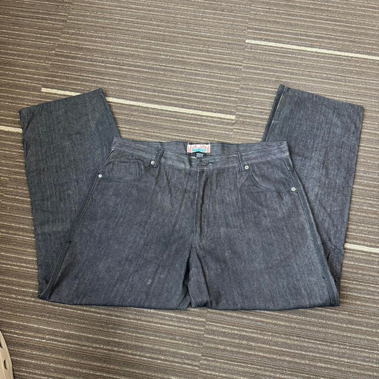 JNCO × Vintage Vintage Y2k Grunge RedBBQ Remixed Denim Black Baggy Jeans Size US 40 / EU 56 - 5 Thumbnail