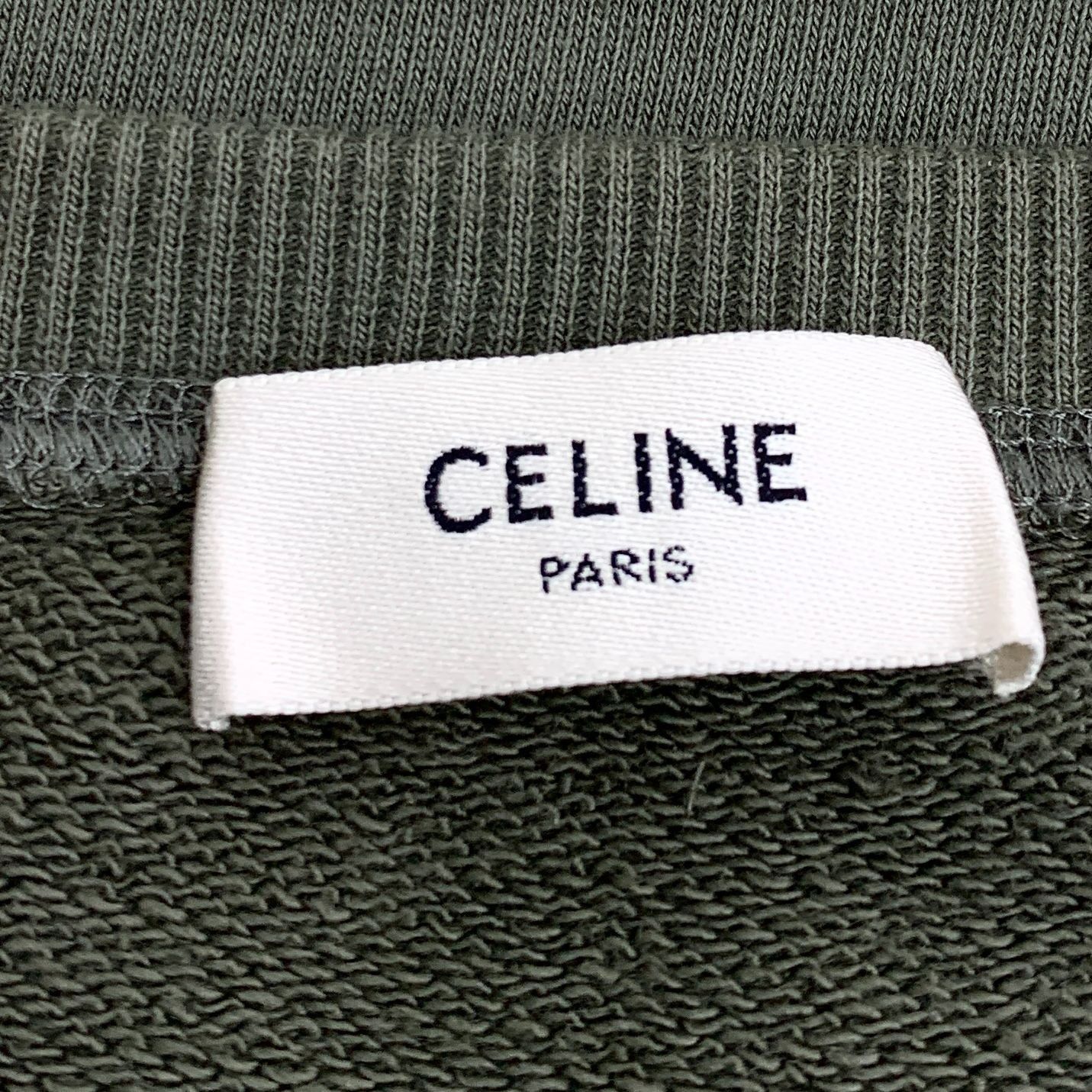 Celine Celine Paris Dark Green Cotton Round-Neck Long-Sleeve Sweats Size L / US 10 / IT 46 - 2 Thumbnail