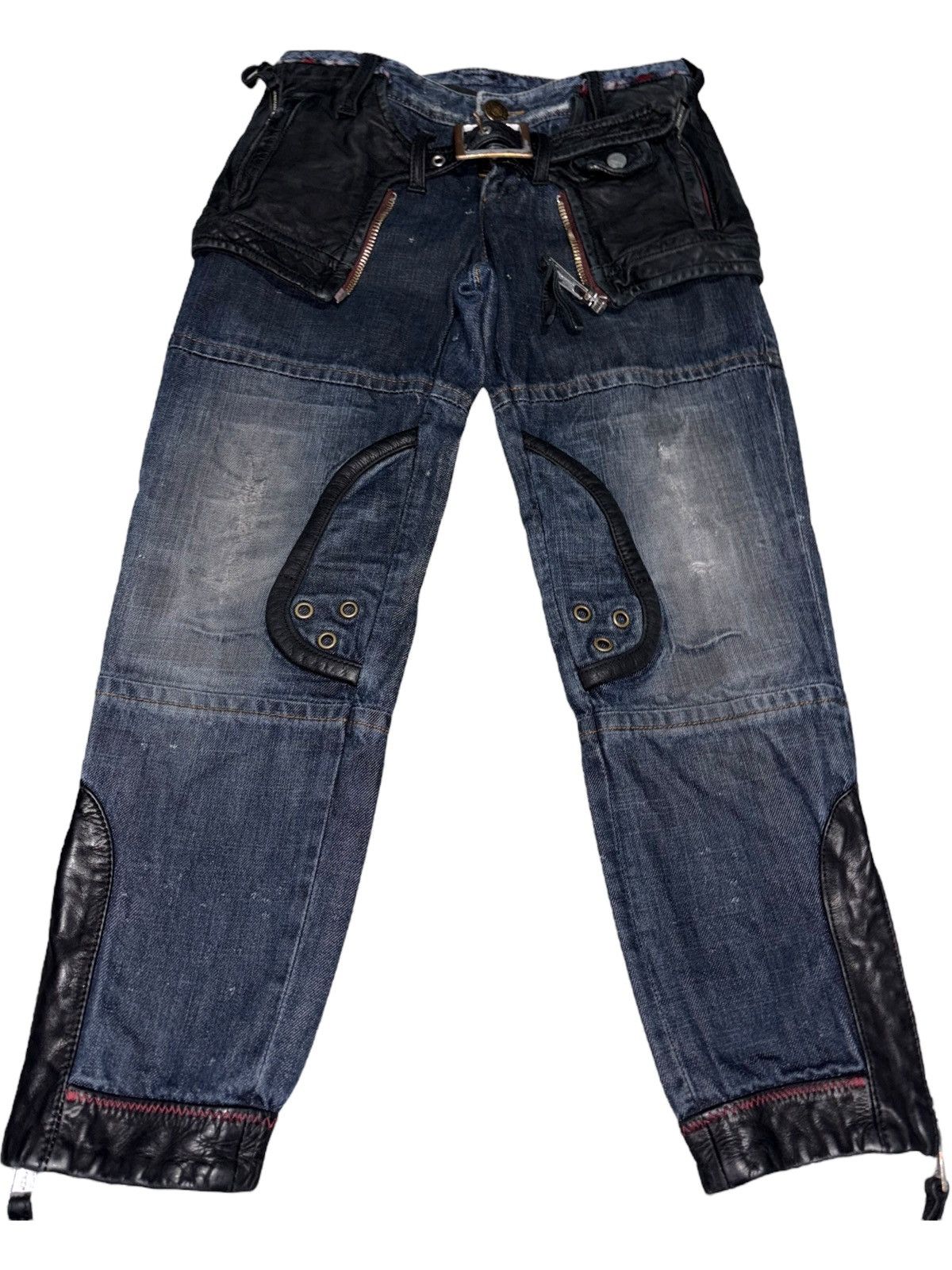 Dsquared2 Dsquared2 Leather Denim Jeans tactical bondage skirt buckle Size 28" / US 6 / IT 42 - 1 Thumbnail