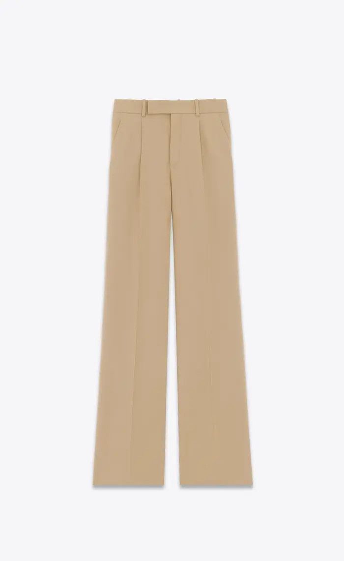 Saint Laurent Paris oc11z1125 741104 Flared Pants in Wool Gabardine in Beige Size 30" / US 8 / IT 44 - 1 Thumbnail