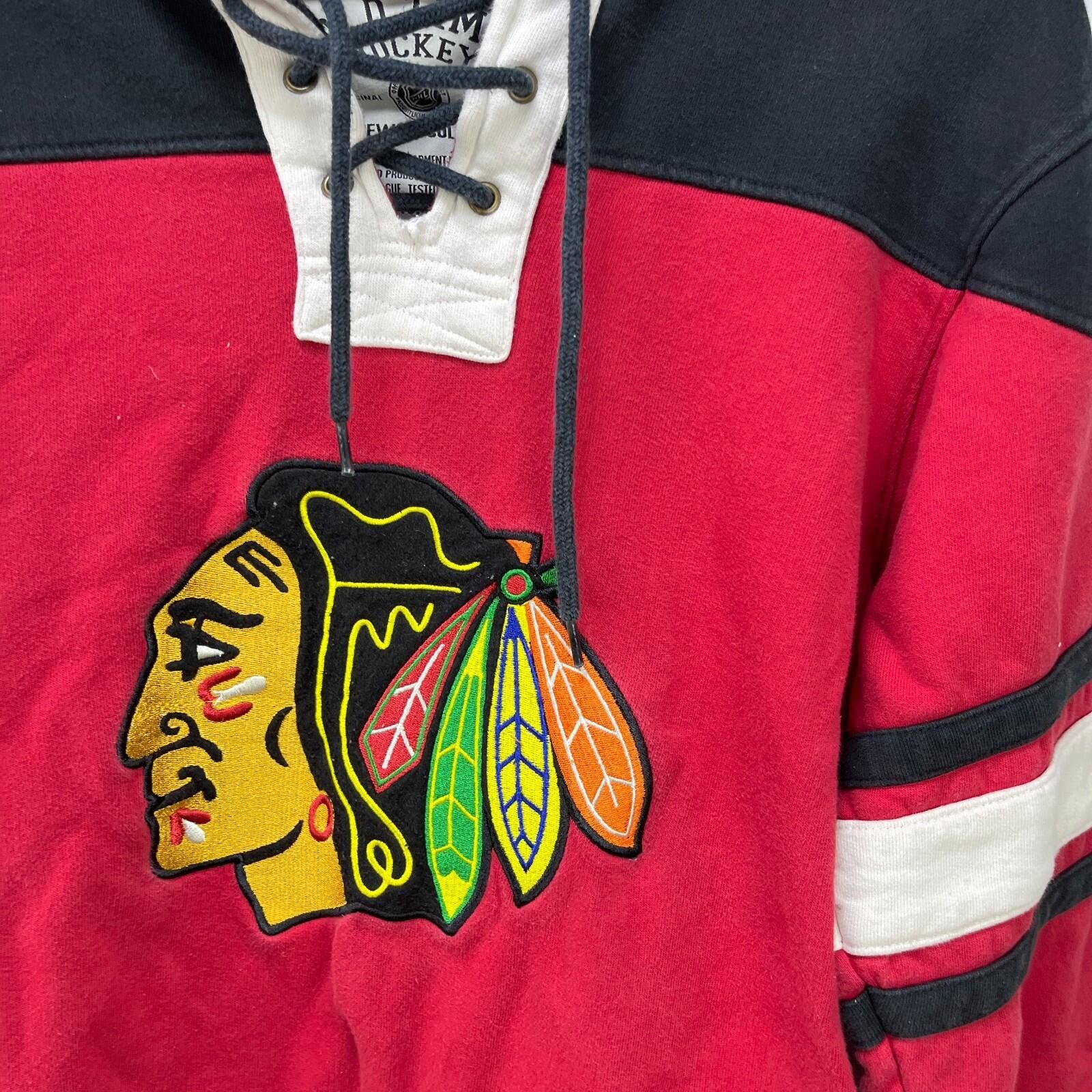 Ccm Vintage Chicago Blackhawks Lace Up Hockey Hoodie S Size ONE SIZE - 2 Thumbnail