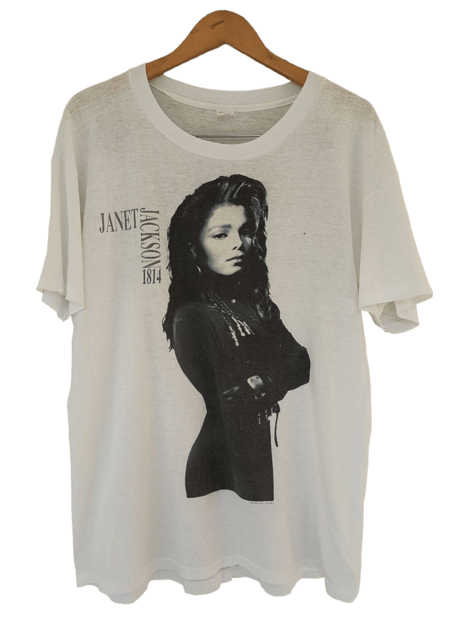 image of Grail x Rap Tees 1990 Vintage Janet Jackson Tour T in White, Men's (Size Medium)