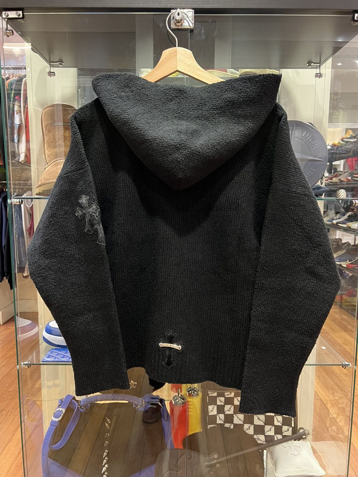 Pre-owned Chrome Hearts Sleep With Fishes Cross Patch Sweatshirt In Black