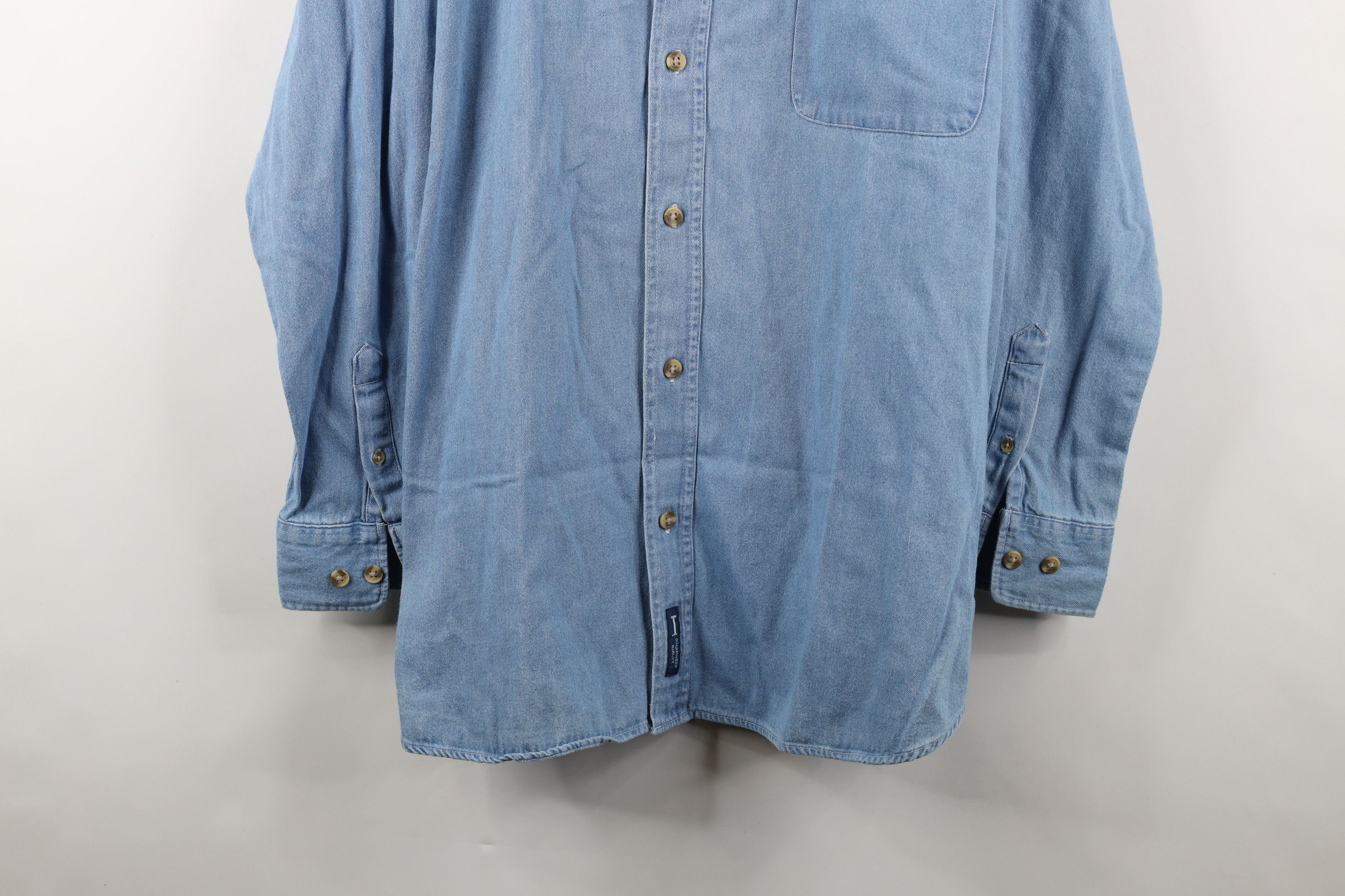 Vintage Vintage 90s Spell University of Michigan Denim Button Shirt Size US L / EU 52-54 / 3 - 3 Thumbnail