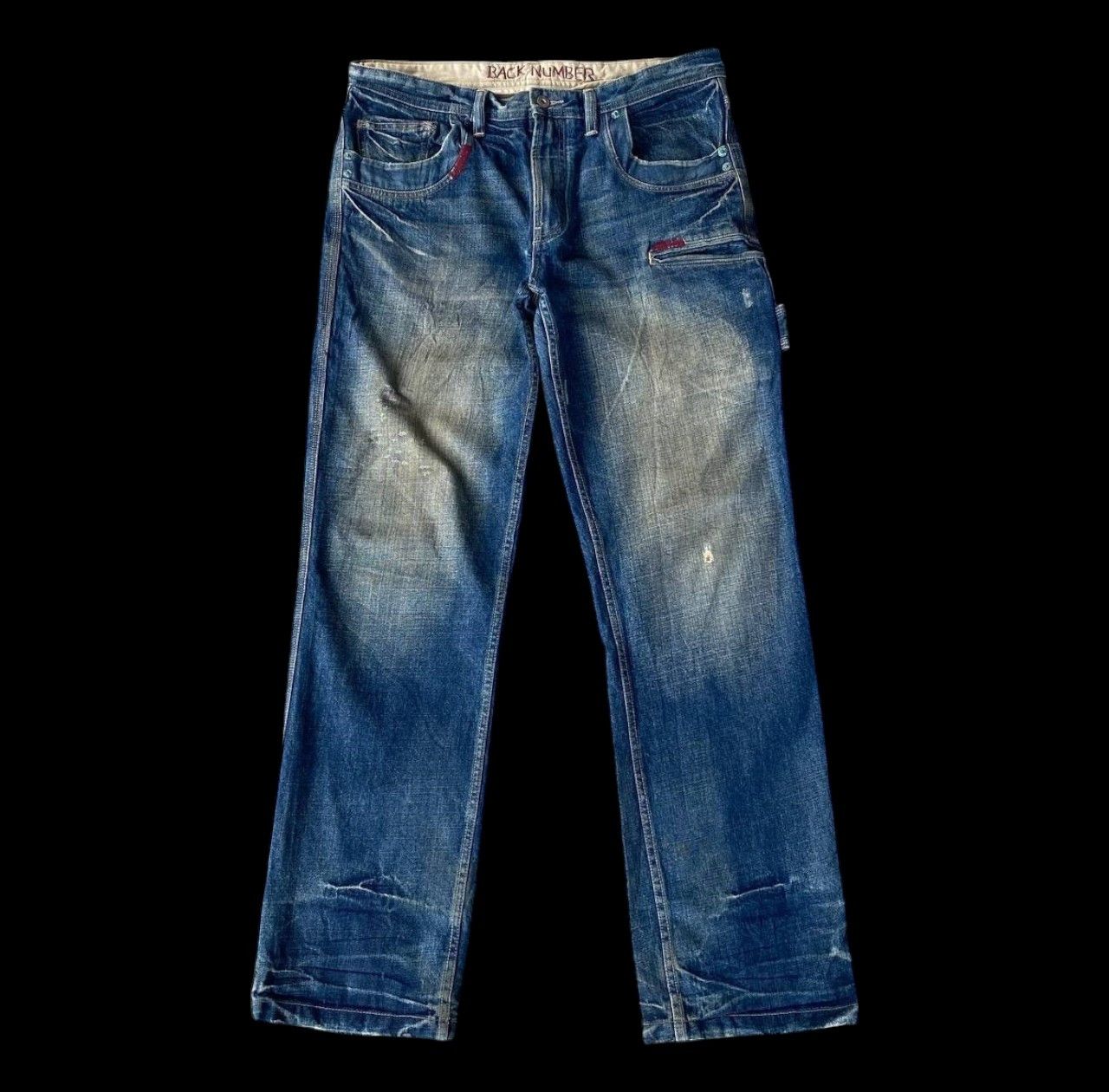 Japanese Brand W36X33 VTG BACK NUMBER DISTRESSED DENIM MUDWASH RUSTY DIRTY Size US 36 / EU 52 - 4 Thumbnail