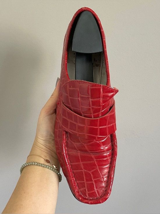 Patrick Cox Vintage 90s Wannabe Patrick Cox Red Croc Leather Loafers Size US 8.5 / IT 38.5 - 4 Thumbnail
