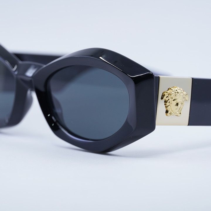 Versace Versace VE4466U GB1/87 Sunglasses Black Geometric Frame Size ONE SIZE - 9 Thumbnail