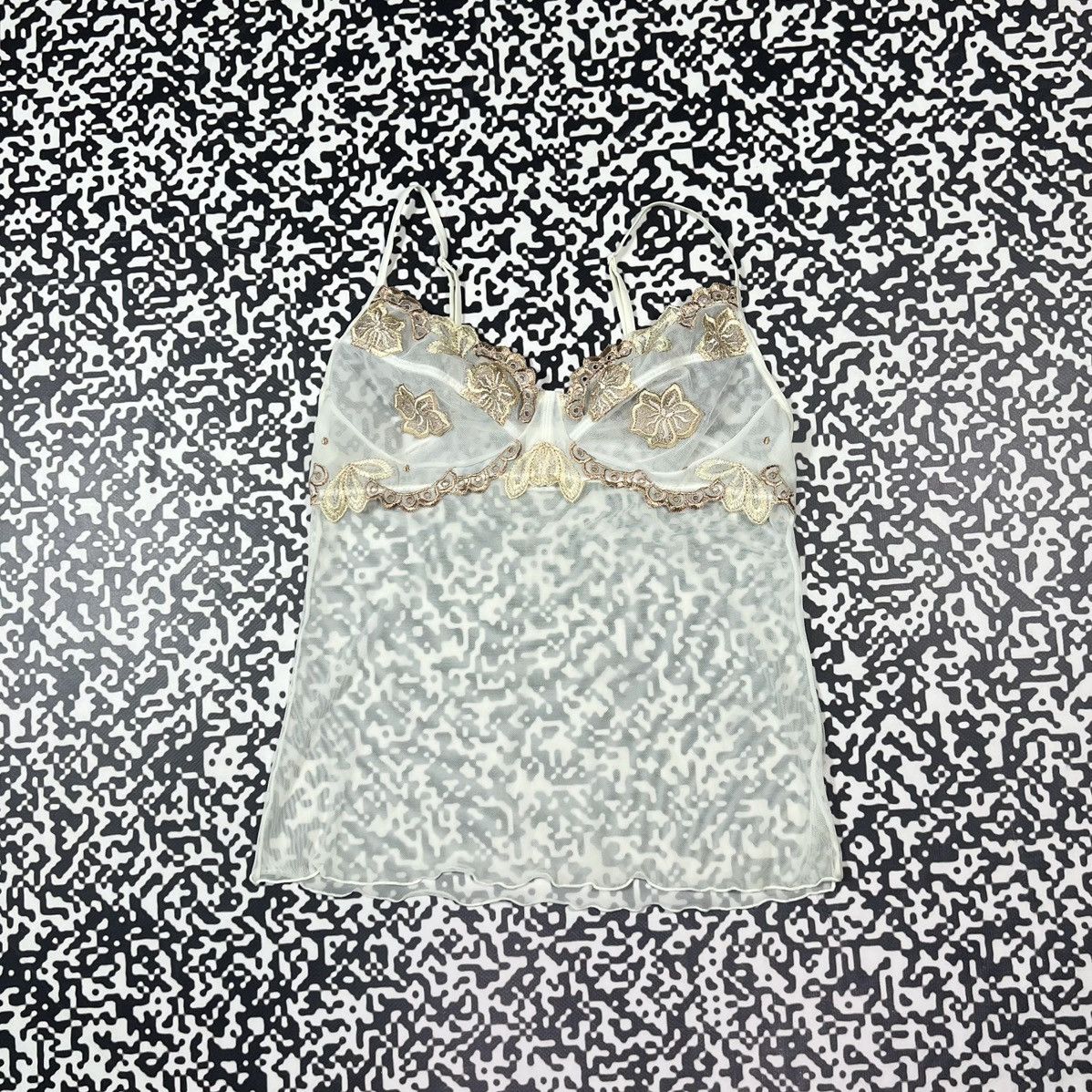 Japanese Brand Vintage Y2K Japanese Mesh Floral Sexy Retro Style Tank Top Size M / US 6-8 / IT 42-44 - 4 Thumbnail