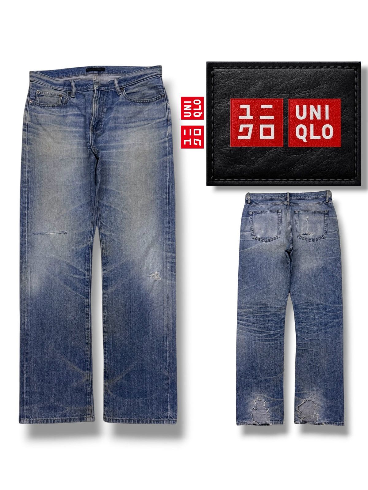 Uniqlo Vintage UNIQLO Japan Market Light Wash Distressed Denim W34 Size US 34 / EU 50 - 1 Thumbnail