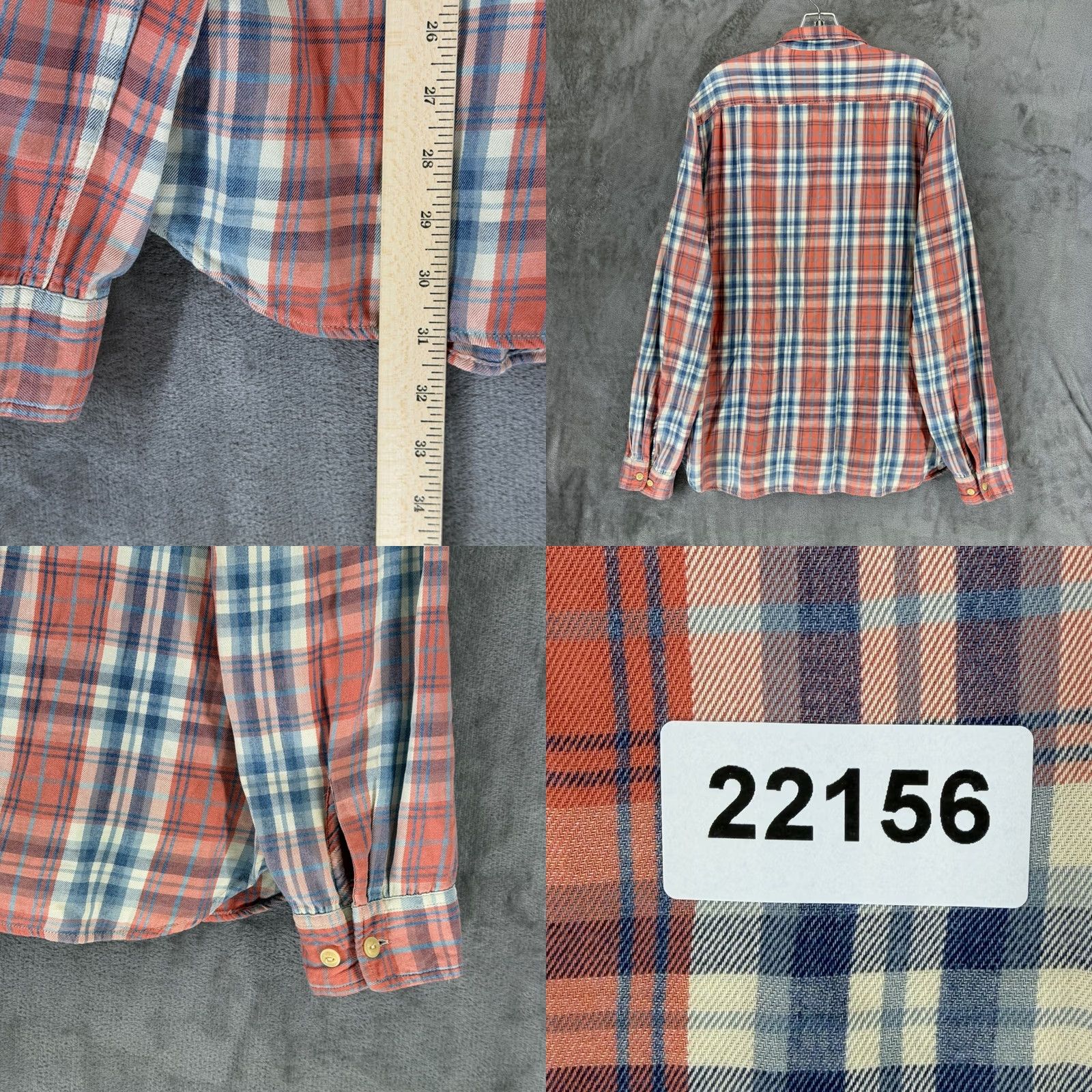 Vintage Denim & Supply Ralph Lauren Mens XL Plaid Button-Down Shirt Red Blue Cotton Size US XL / EU 56 / 4 - 8 Thumbnail
