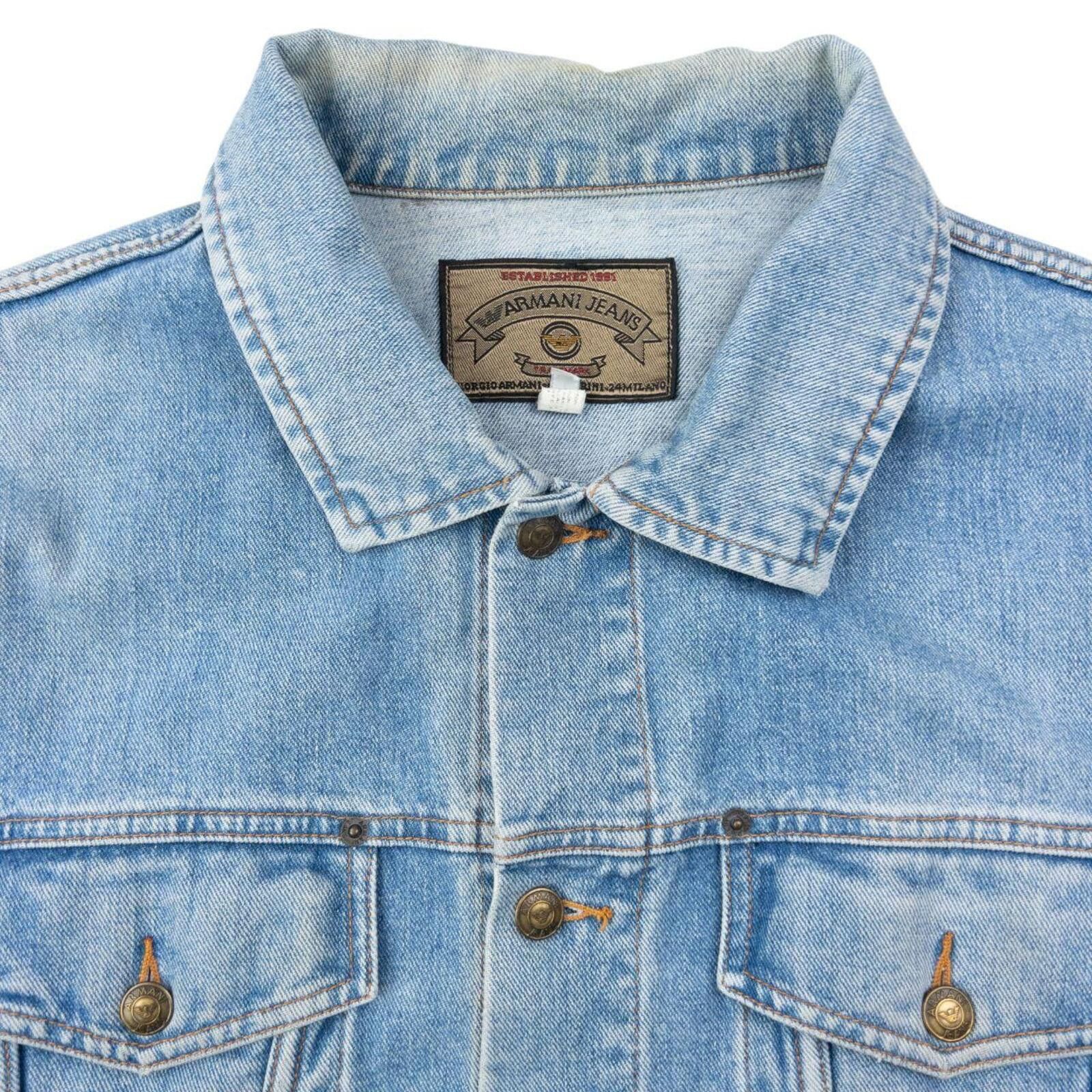 Armani Vintage 90s Armani Jeans Button Up Denim Jacket Size L Size US L / EU 52-54 / 3 - 3 Thumbnail