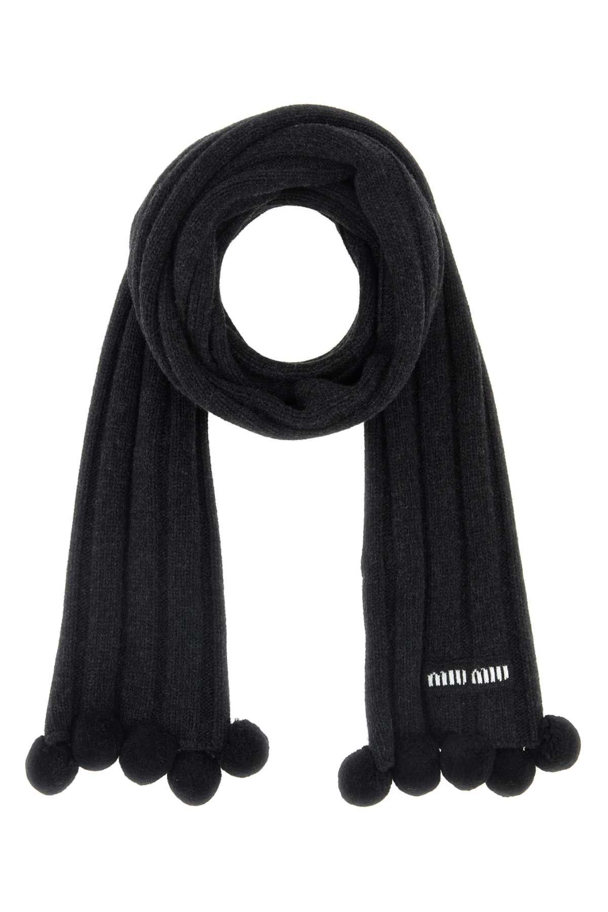 Miu Miu Charcoal Wool Blend Scarf Size ONE SIZE - 1 Thumbnail