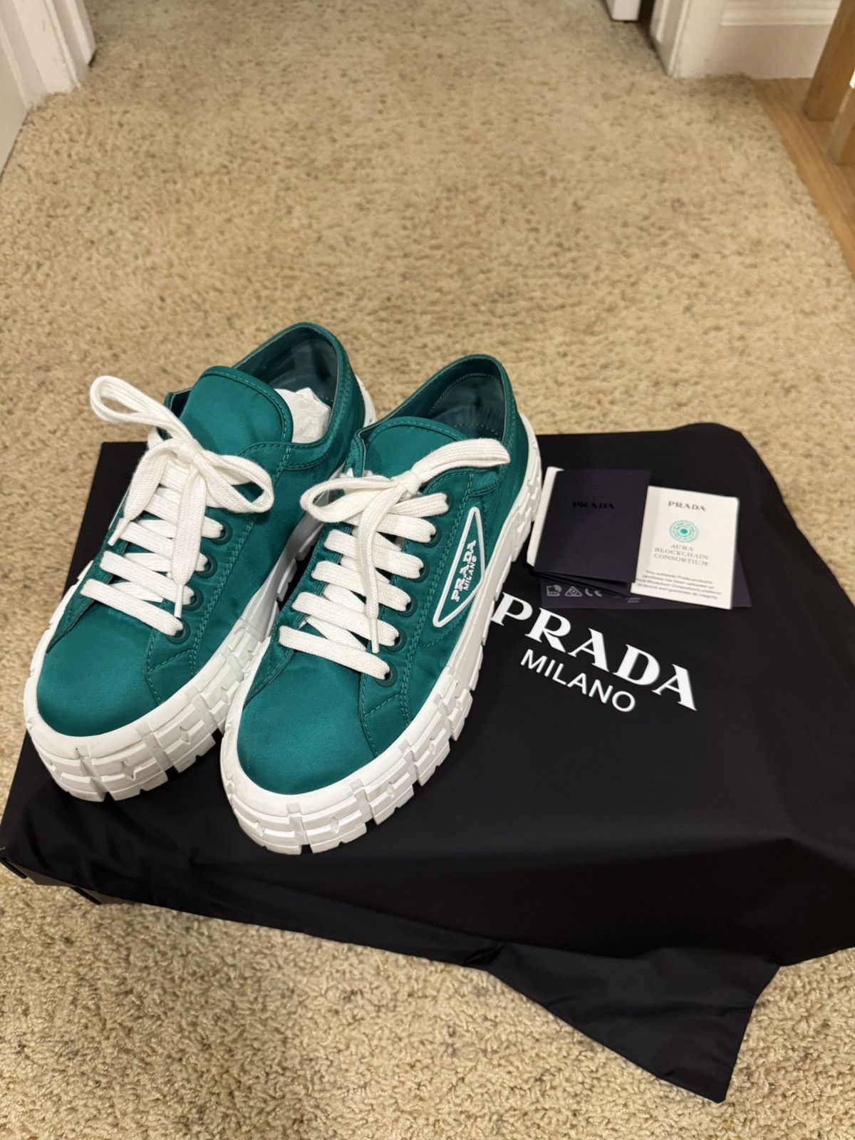 Prada Prada Double Wheel Nylon Gabardine Platform Sneakers Size US 8.5 / IT 38.5 - 1 Thumbnail