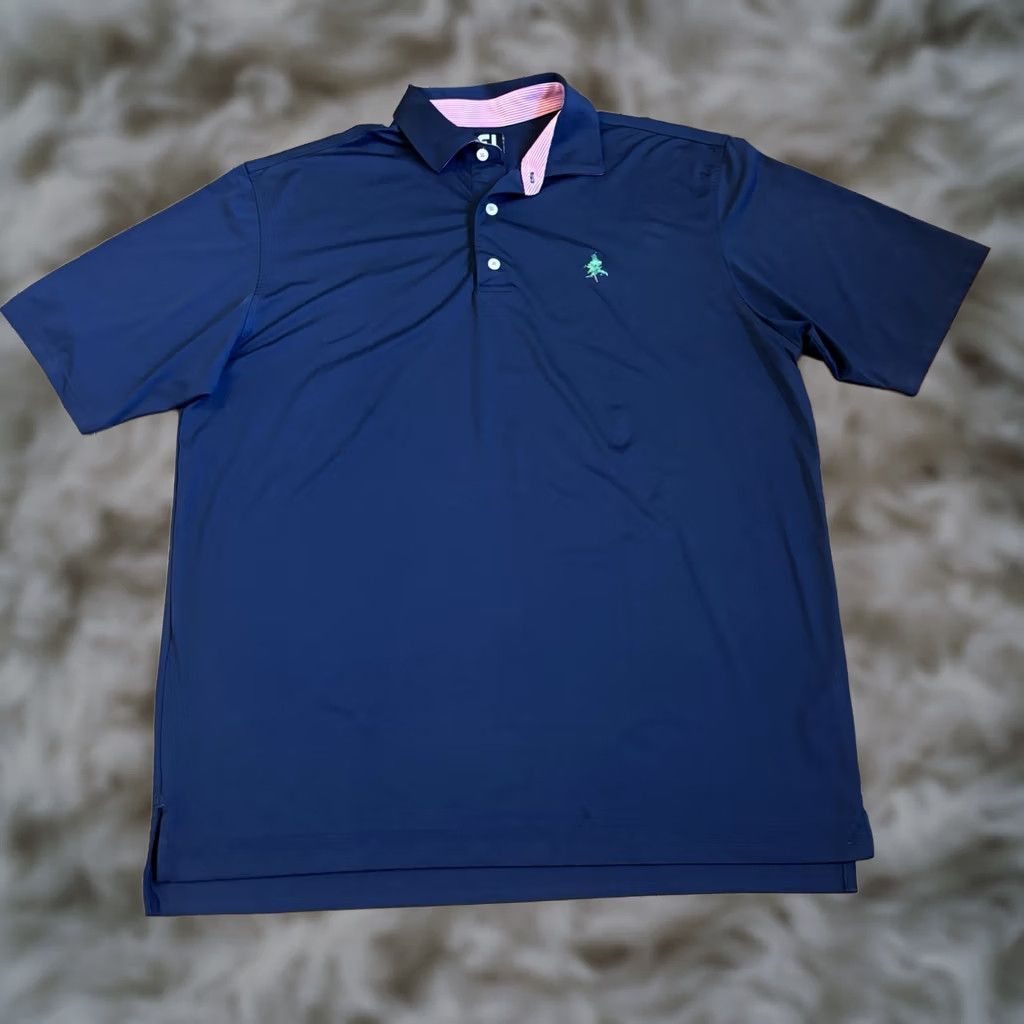 Footjoy Mens Footjoy Golf Polo Shirt Grandfather Mountain Golf Club Blue Pink XL Size US XL / EU 56 / 4 - 1 Thumbnail