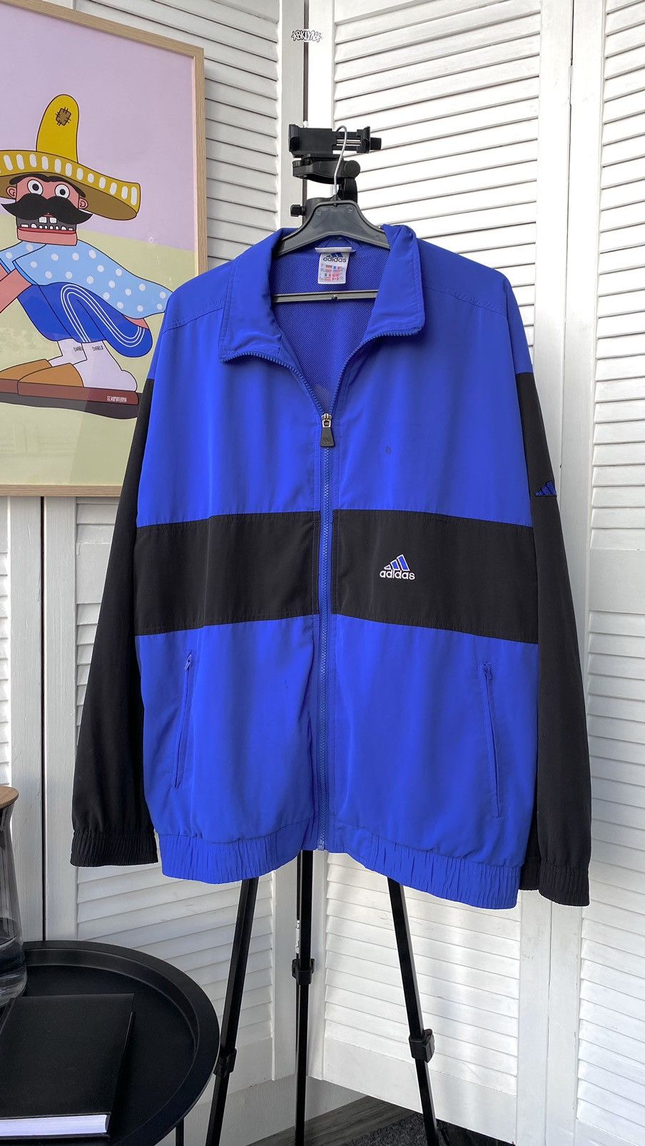 Adidas × Vintage Vintage Adidas Track Retro Jacket Back Big Logo 90s Blue Size US L / EU 52-54 / 3 - 4 Thumbnail