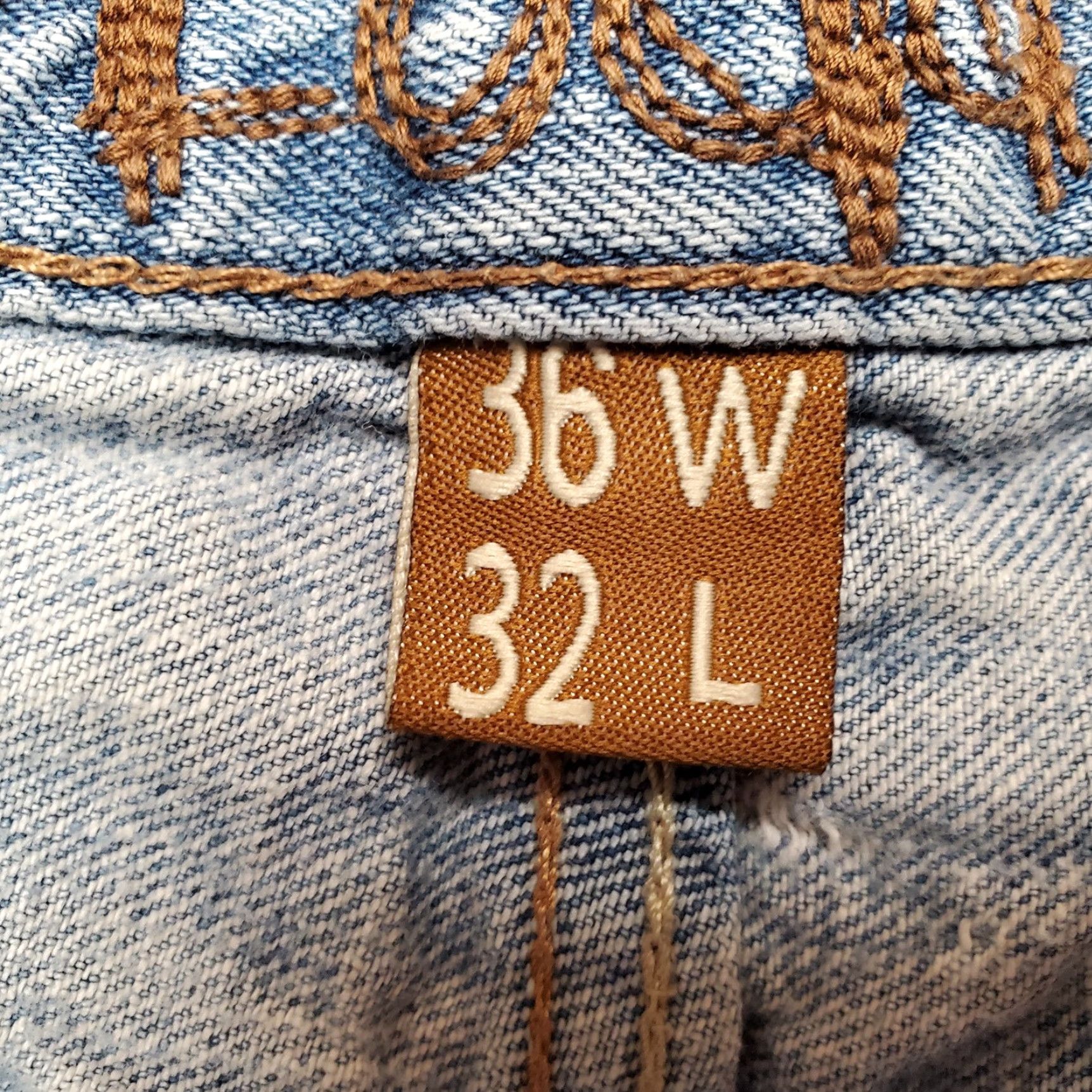 Denime VINTAGE PLUGG Jeans Mens 36x32 Blue Denim Straight Light Wash 5-Pocket Design Embroidered Pocket 90s USA American Mens Jeans Size US 36 / EU 52 - 5 Thumbnail