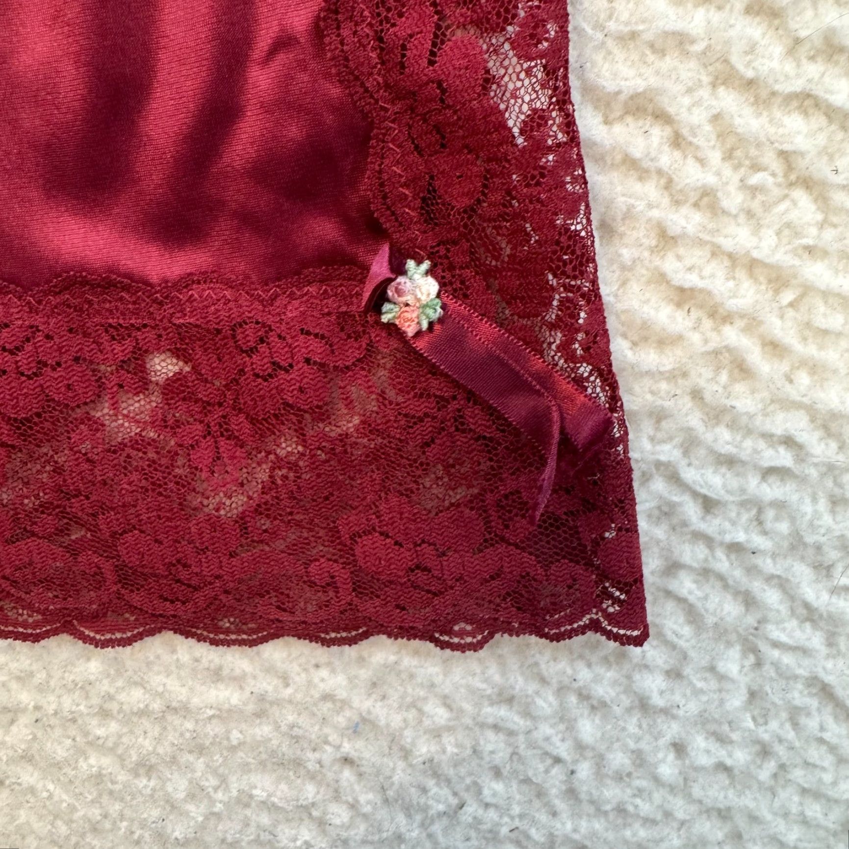 Vintage VINTAGE Slip Skirt XS Small Red Lace Edwardian Victorian Goth S Womens Size 28" / US 6 / IT 42 - 3 Thumbnail