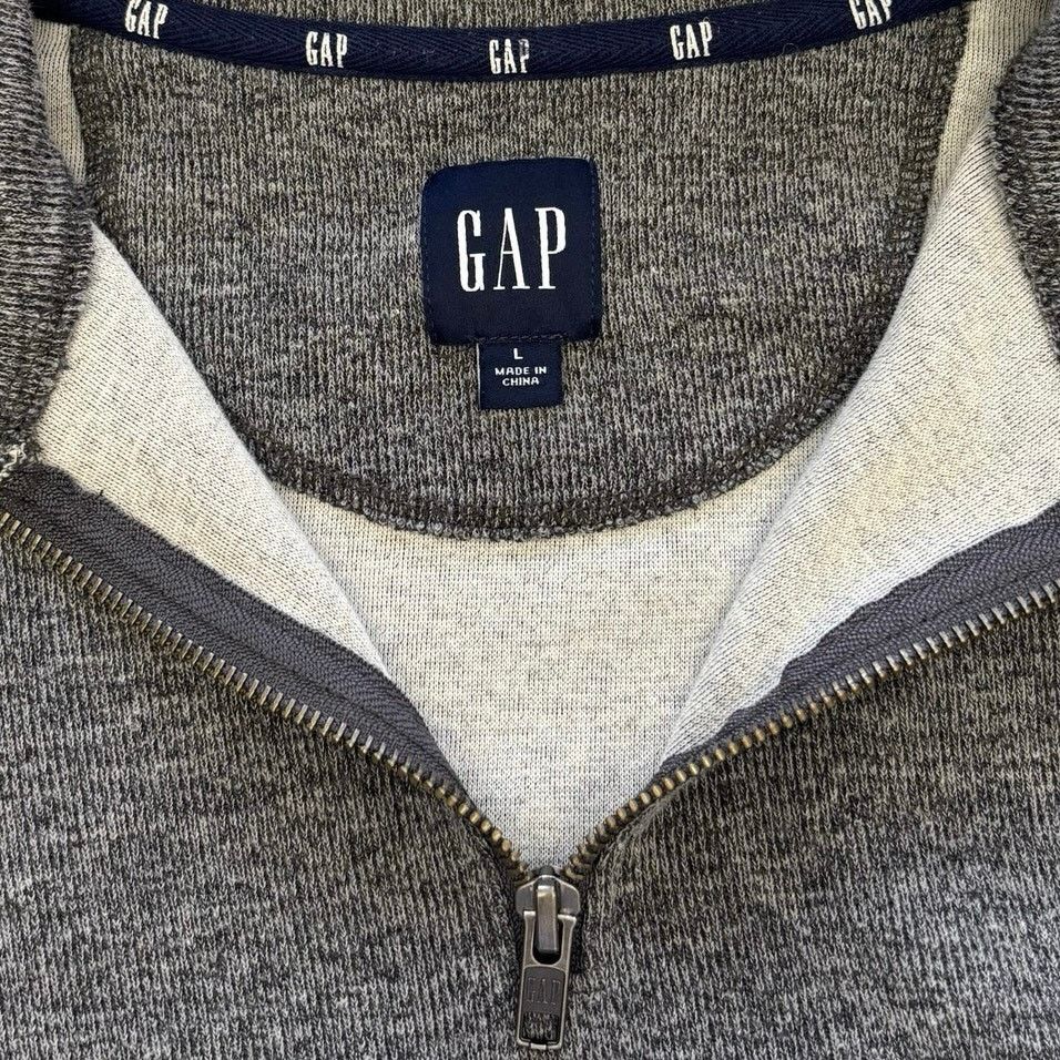 Gap Gap Heathered Gray Quarter Zip Fleece Pullover Sweater L Size US L / EU 52-54 / 3 - 3 Thumbnail