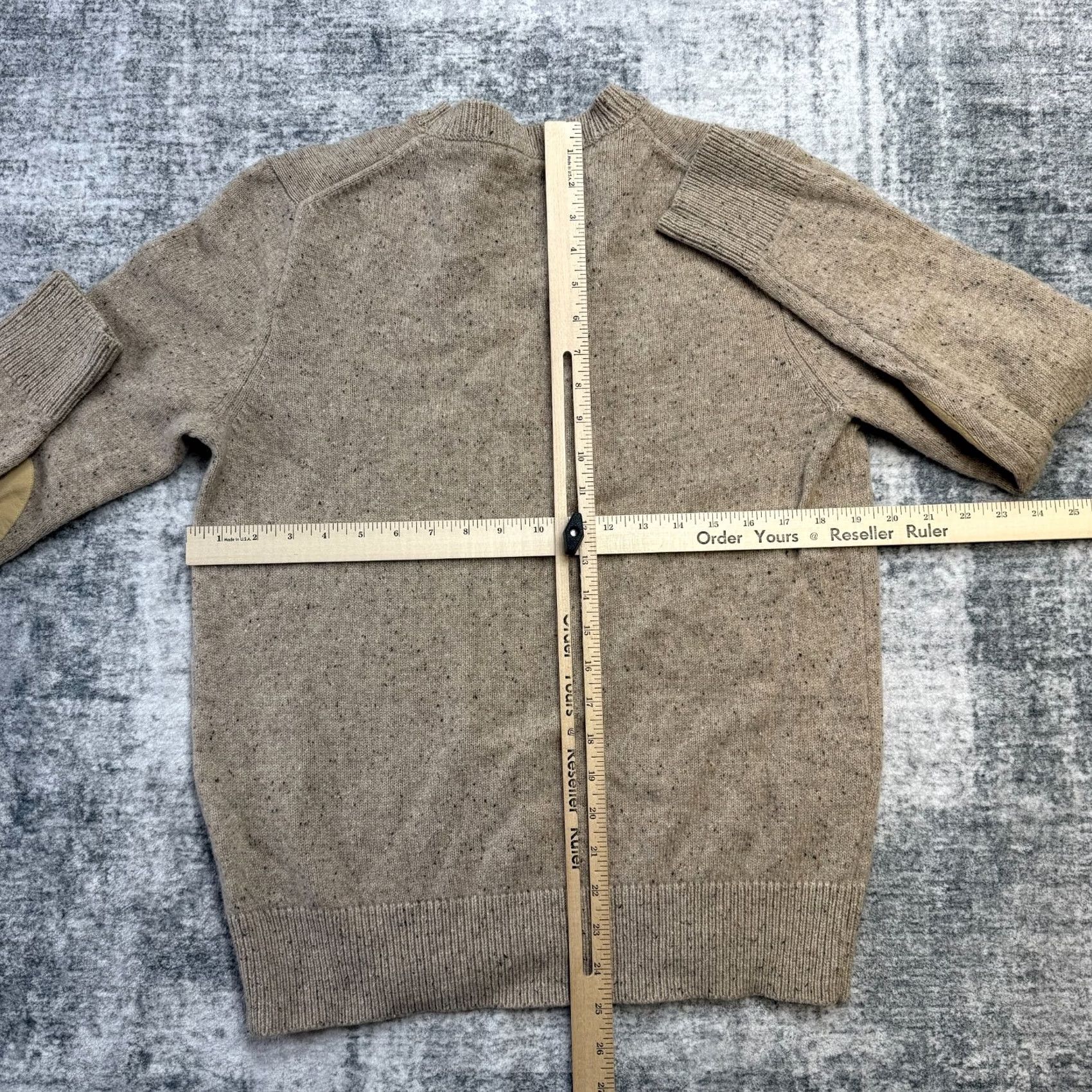 J.Crew J.CREW Sweater Mens M Beige Donegal Lambswool Elbow Patch Speckled Marled Crew Neck Pullover Knit Casual Fall Winter Shirt Mens Size US M / EU 48-50 / 2 - 8 Thumbnail