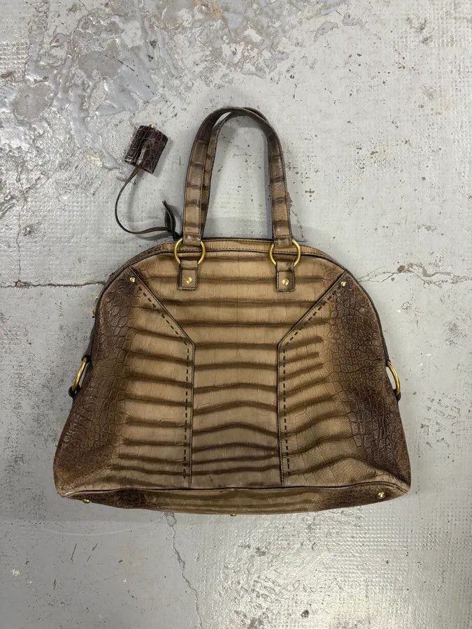 Yves Saint Laurent Yves Saint Laurent Easy Muse Crocodile Effect Gradient Brown Leather Bag Size ONE SIZE - 4 Thumbnail