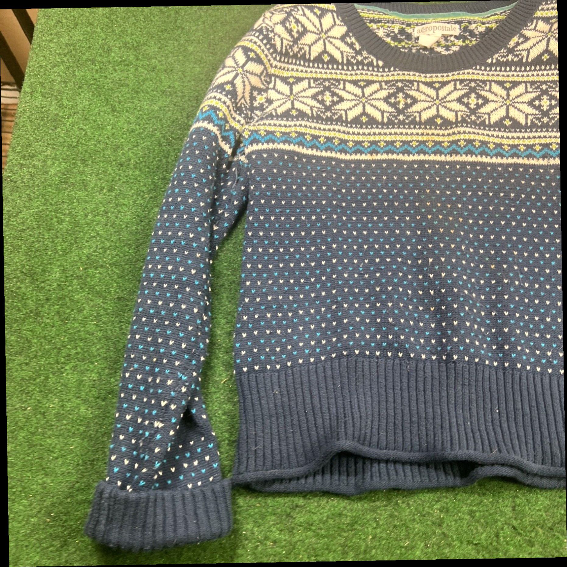 Vintage Aeropostale Size L Women’s knitted blue Sweater Size L / US 10 / IT 46 - 3 Thumbnail