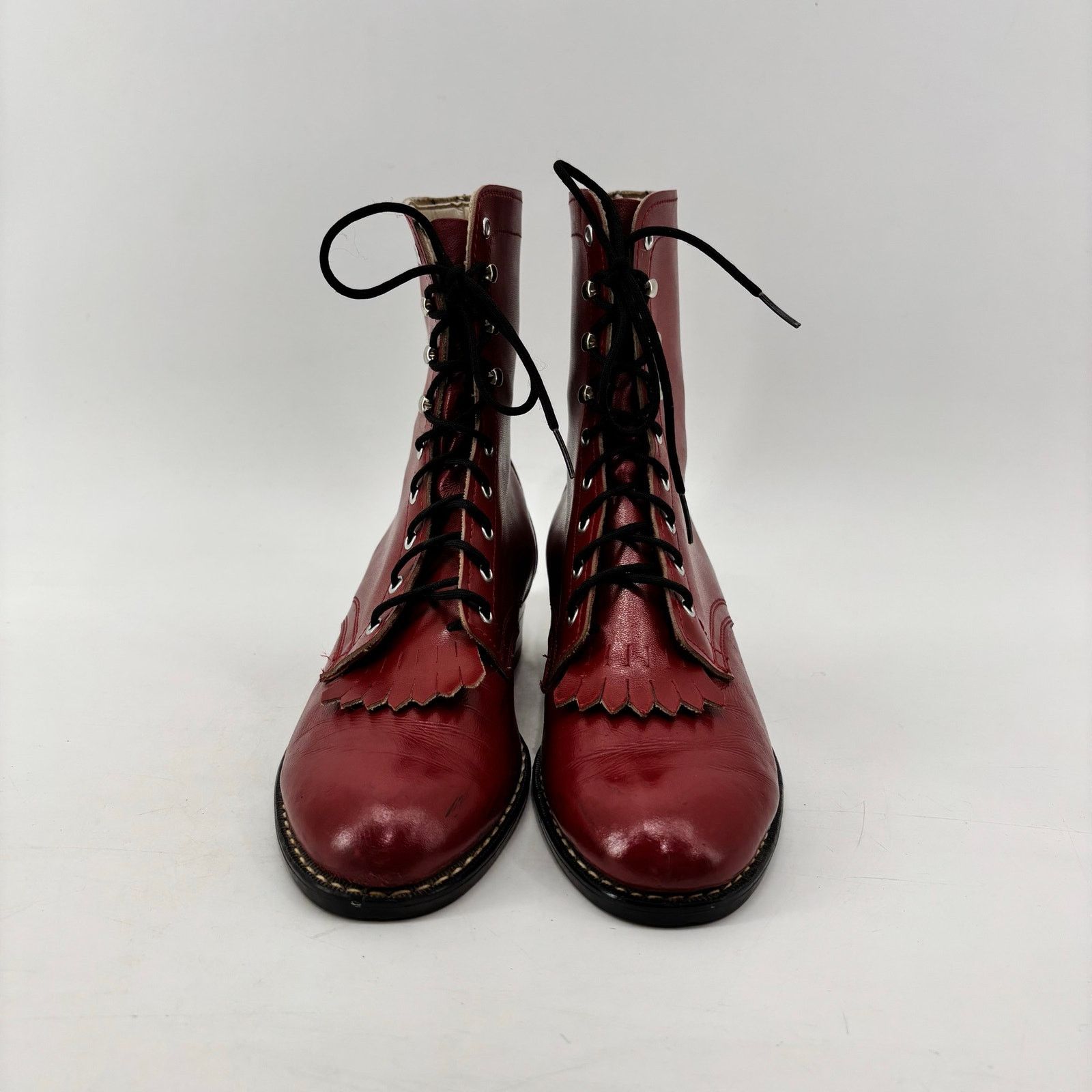 Vintage Laredo Red Cowboy Women 6 Boots Kiltie Roper Lace Up Western Size US 6 / IT 36 - 5 Thumbnail