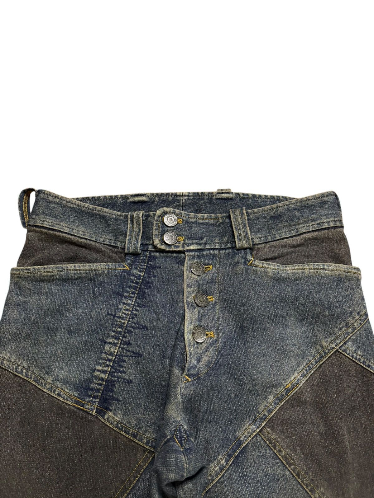 Tornado Mart Vintage Tornado Mart Button Fly Mud Wash Distress Flare Jean Size US 29 - 4 Thumbnail