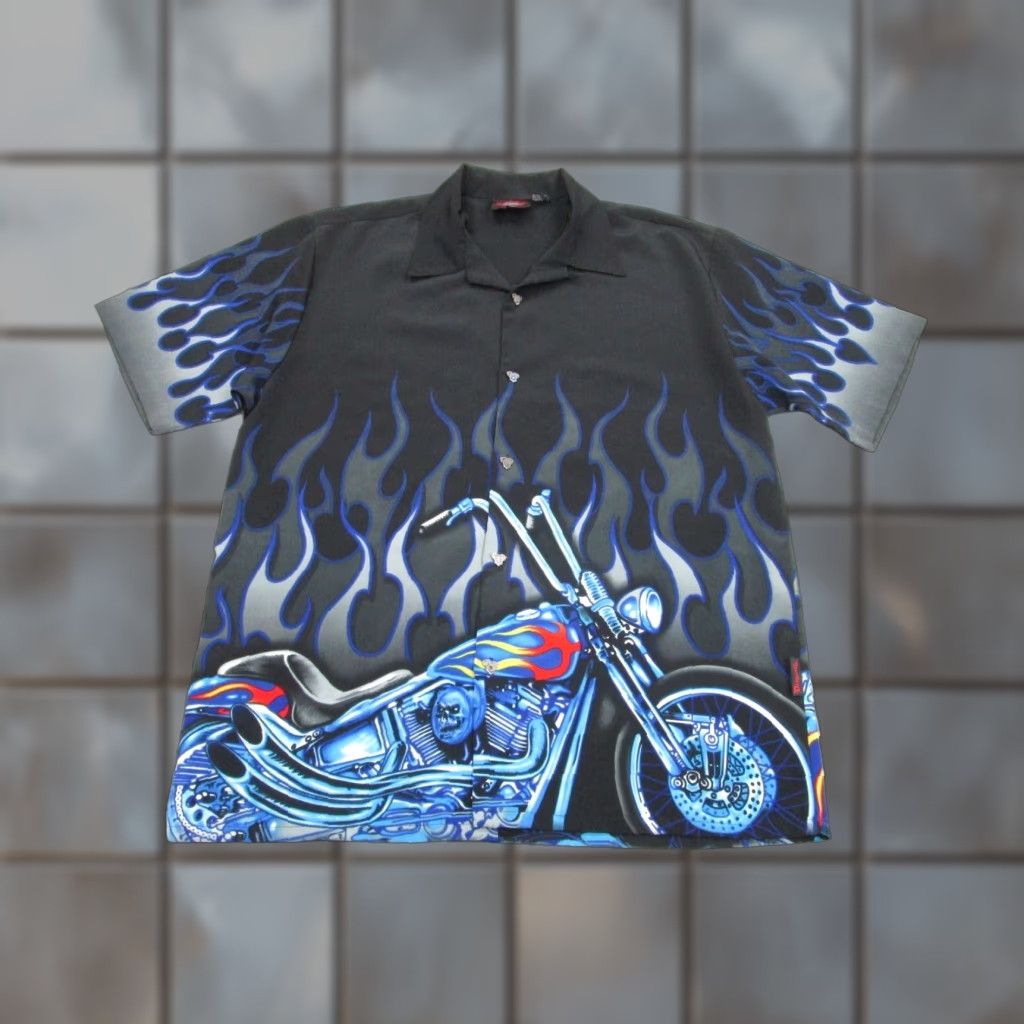 Vintage VINTAGE Dragonfly Shirt Mens L Black Motorcycle Graphic Print Short Sleeve Button-Up Collared Size US L / EU 52-54 / 3 - 1 Thumbnail