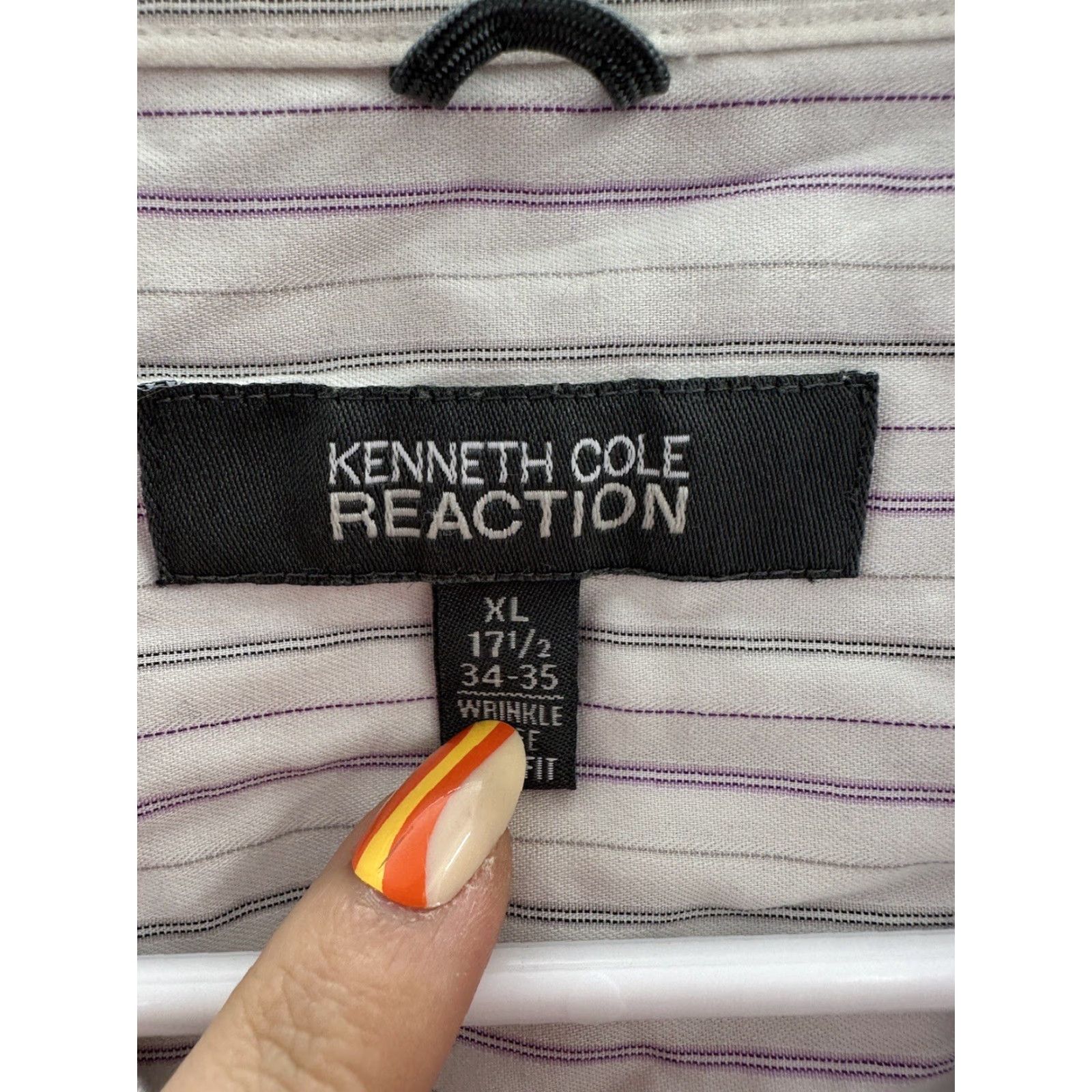 Kenneth Cole Kenneth Cole Reaction Mens Shirt XL Striped Button-Up Slim Fit Mens, Blue, Long Sleeve, Regular Size US XL / EU 56 / 4 - 6 Thumbnail