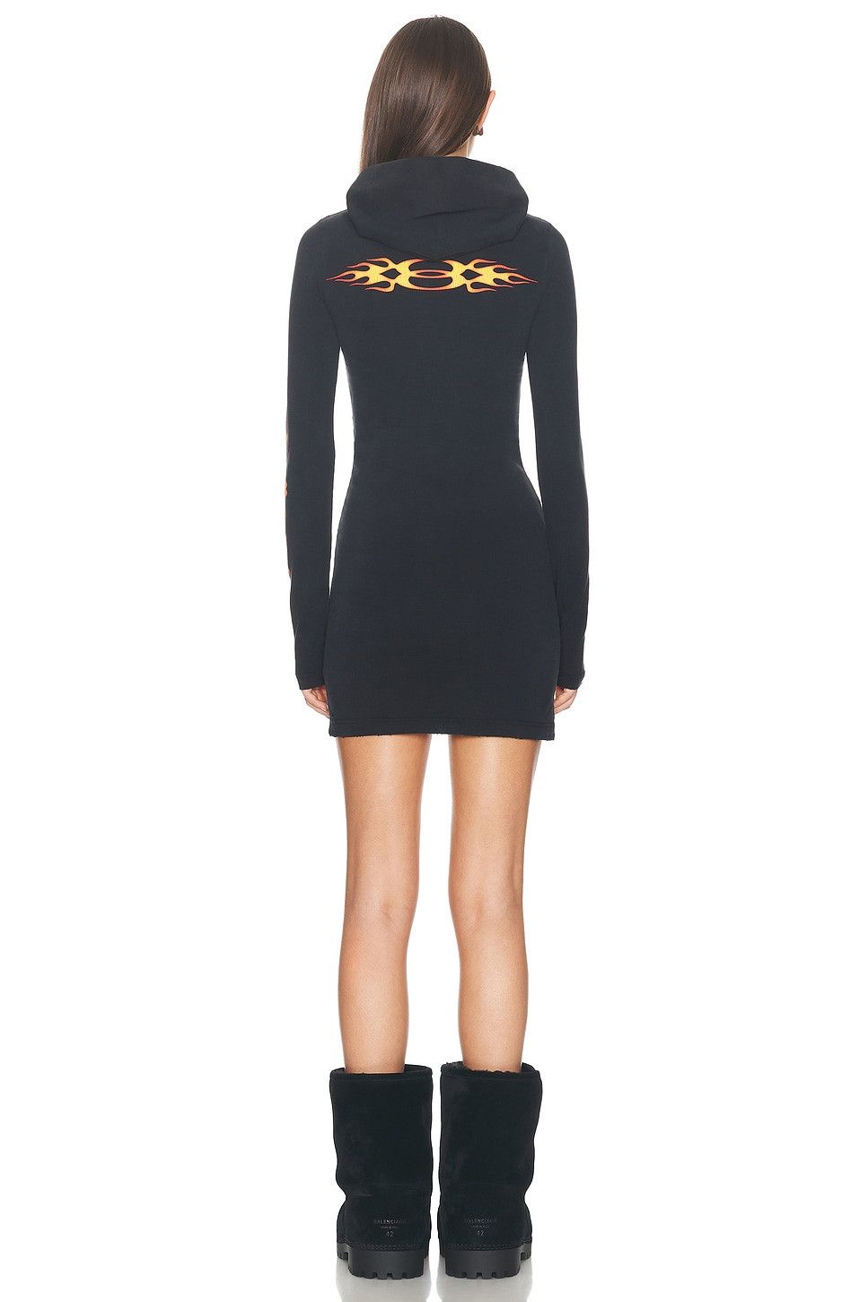 Balenciaga o1srvl11e0526 Hooded Dress in Black Size XL / US 12-14 / IT 48-50 - 4 Thumbnail