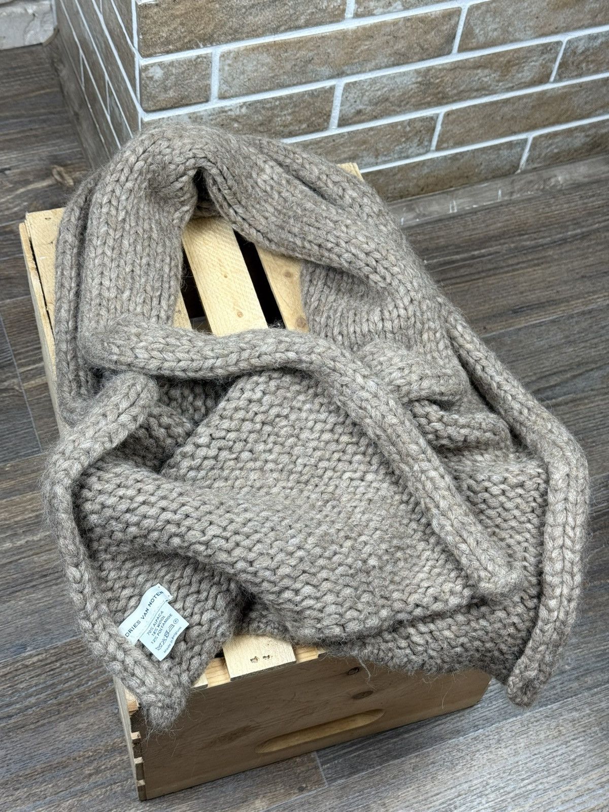 Dries Van Noten Vintage Dries van Noten Knitted Alpaca Beige Scarf Size ONE SIZE - 10 Thumbnail