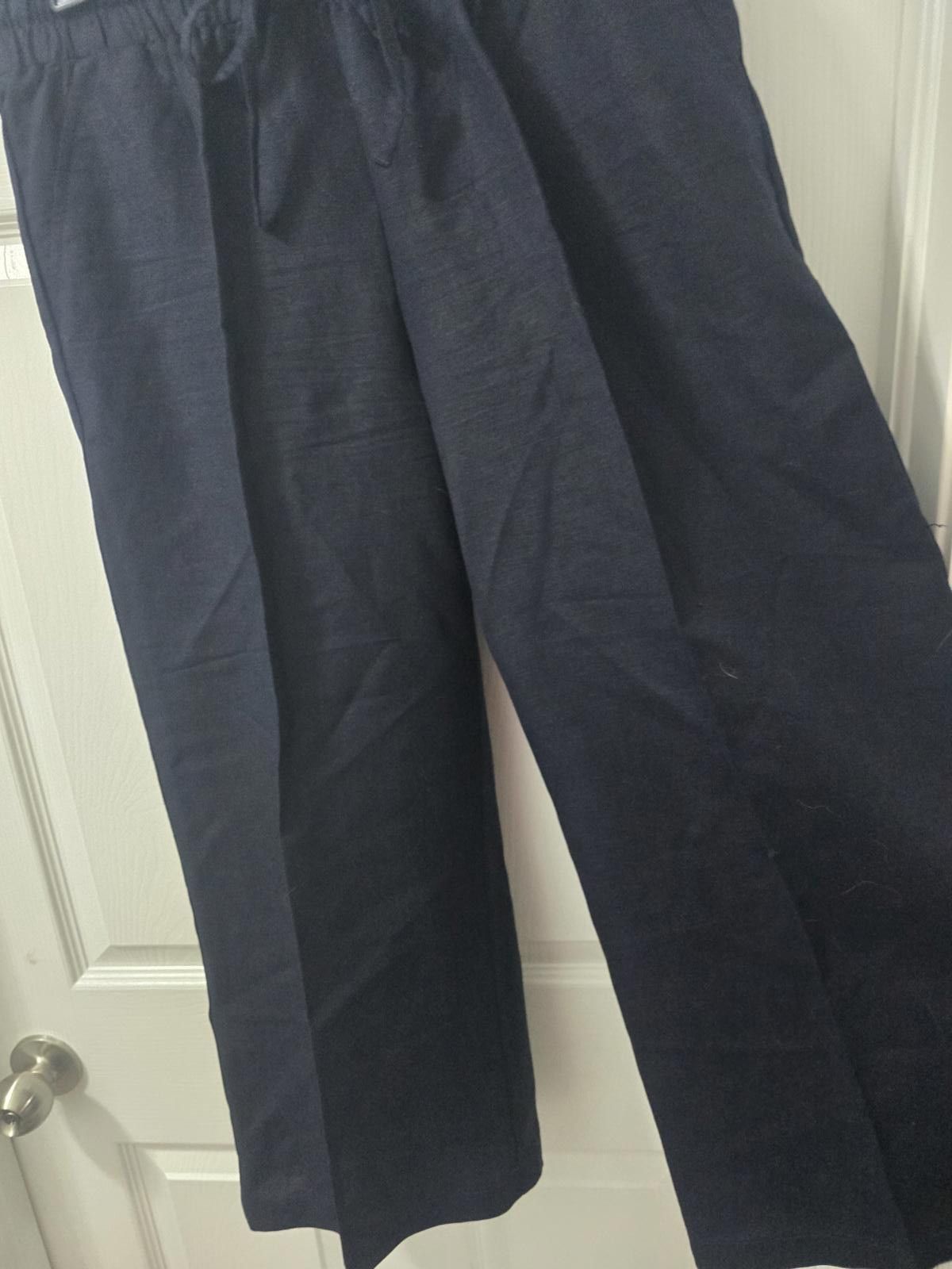 Other Zac & Rachel Navy Blue Wide Leg Drawstring Pants Size 32" / US 10 / IT 46 - 3 Thumbnail
