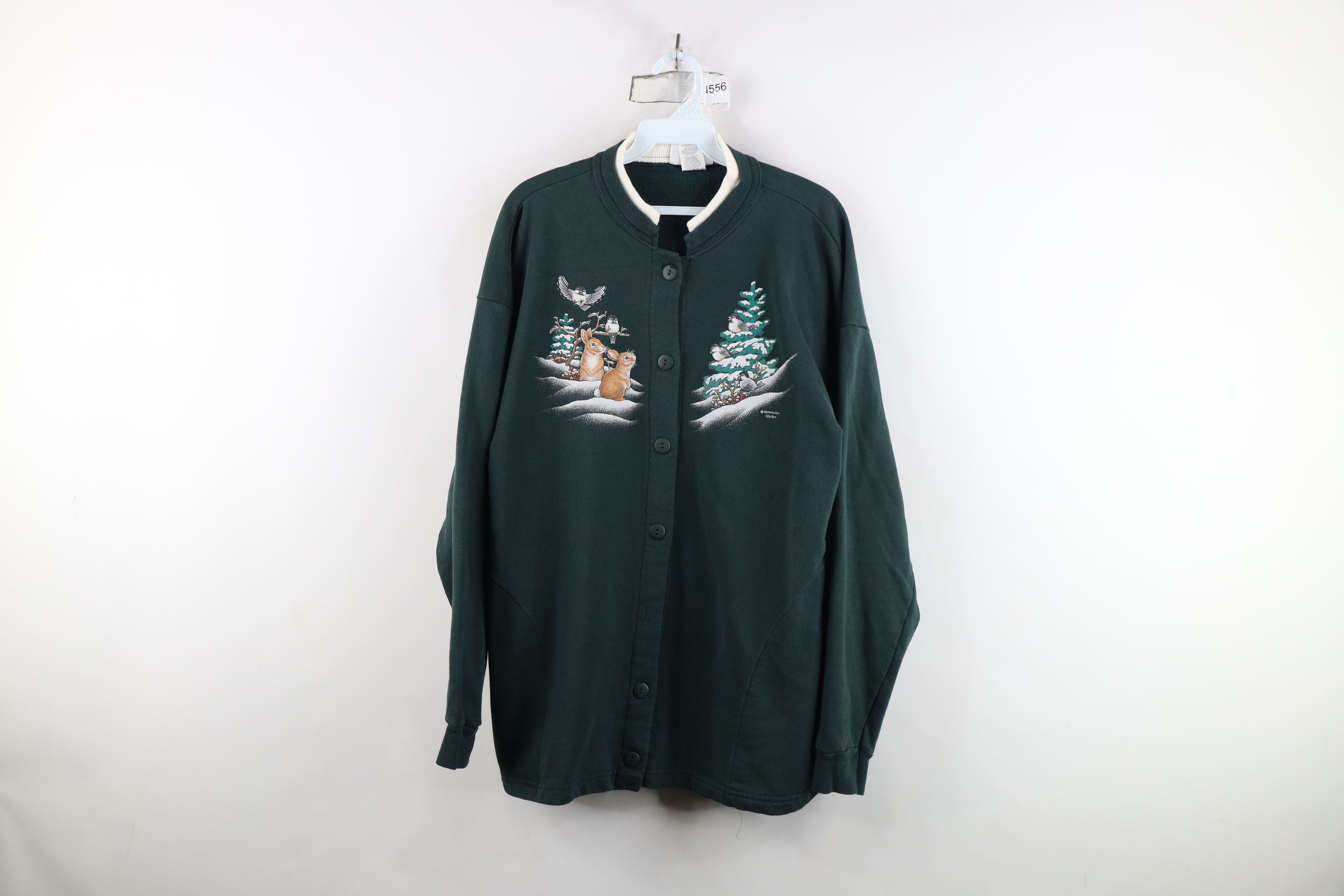 Vintage Vintage 90s Streetwear Nature Rabbit Cardigan Sweatshirt USA Size L / US 10 / IT 46 - 1 Thumbnail