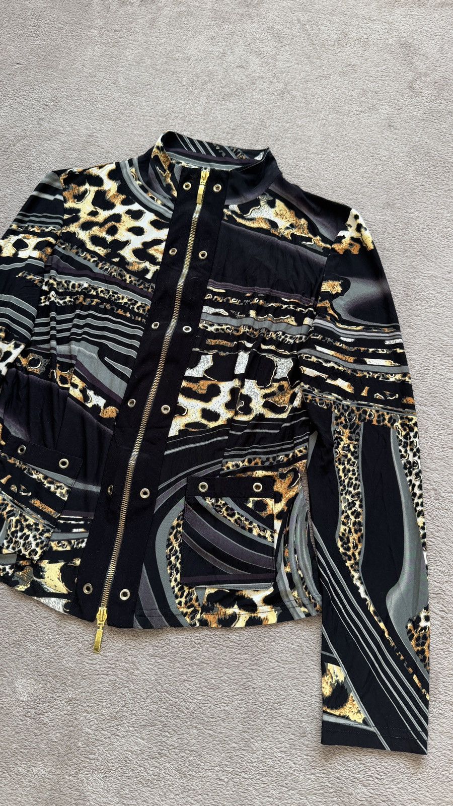 Japanese Brand Y2K Deconstructed Abstract Print High Fashion Zip Jacket Size M / US 6-8 / IT 42-44 - 3 Thumbnail