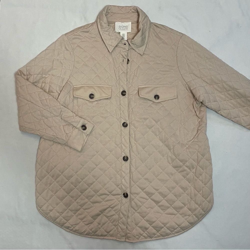 Other NWT New Sigrid Olsen Quilted Beige Shirt Jacket Size 1X Size XL / US 12-14 / IT 48-50 - 5 Thumbnail