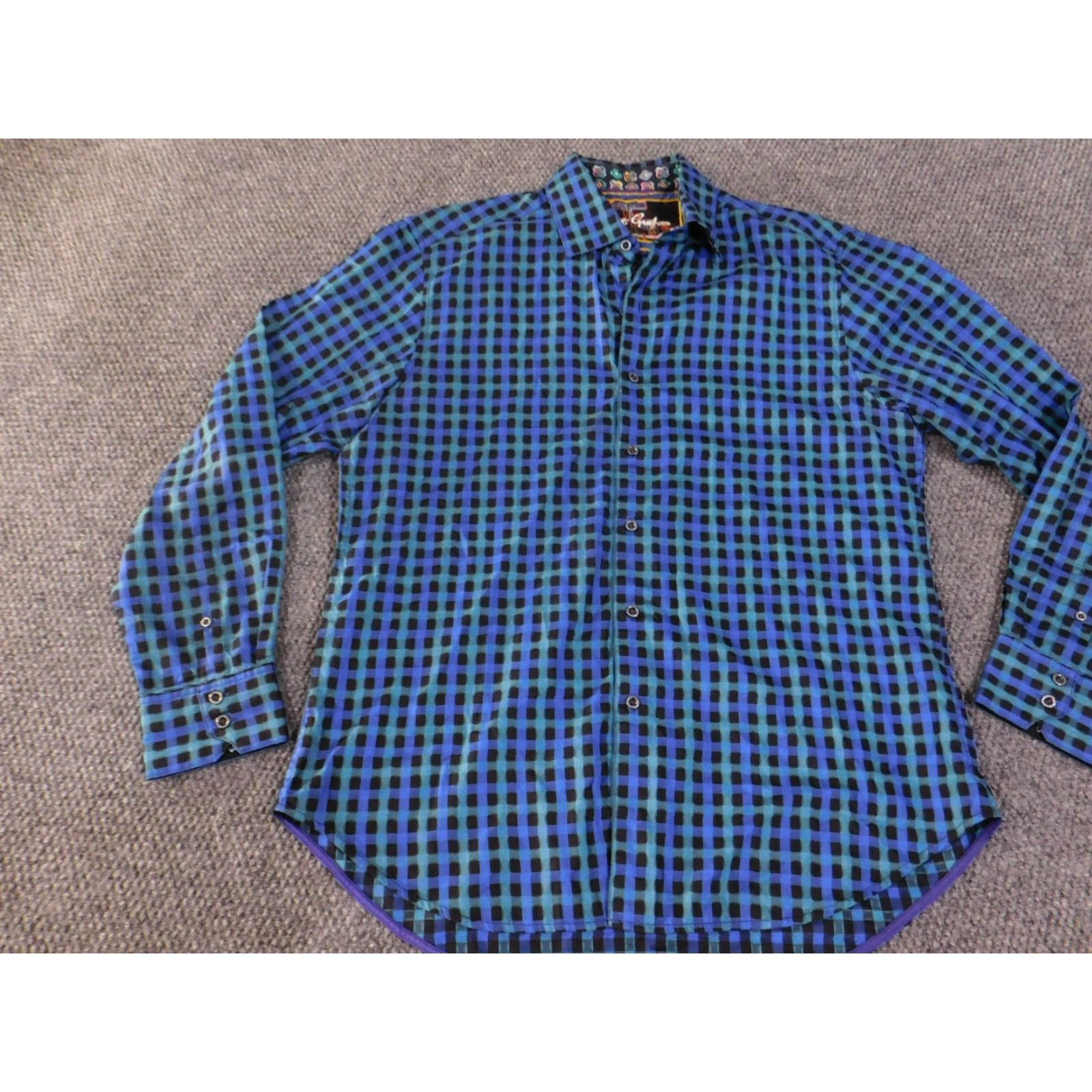 Robert Graham Robert Graham Shirt Mens Large Blue Black Plaid Long Sleeve Button-Up Modern Fit Size US L / EU 52-54 / 3 - 3 Thumbnail