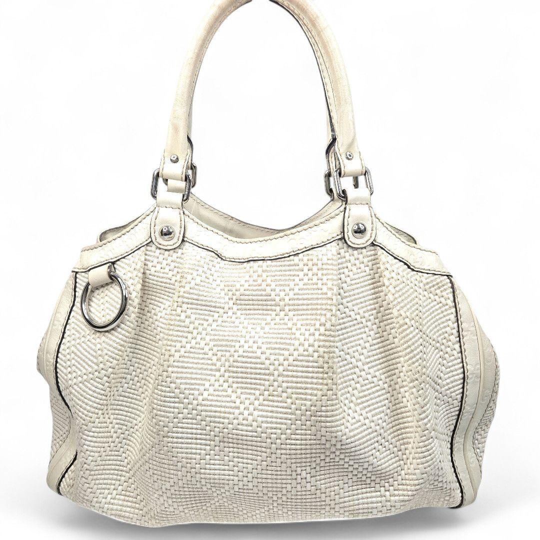 Gucci Gucci - Sukey White Leather Tweed Luxury Shoulder Bag Size ONE SIZE - 2 Thumbnail