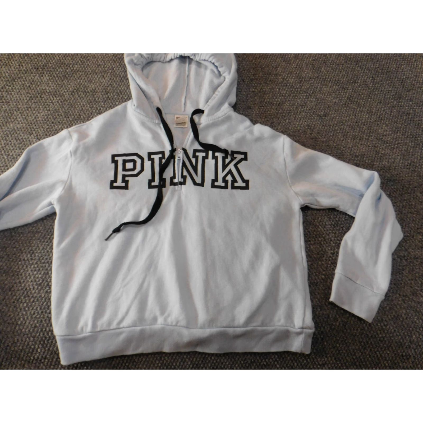 Pinko Victoria's Secret PINK Hoodie Womens Small Blue Zip Logo Classic Pullover Activewear Pockets Regular Size Size S / US 4 / IT 40 - 2 Thumbnail
