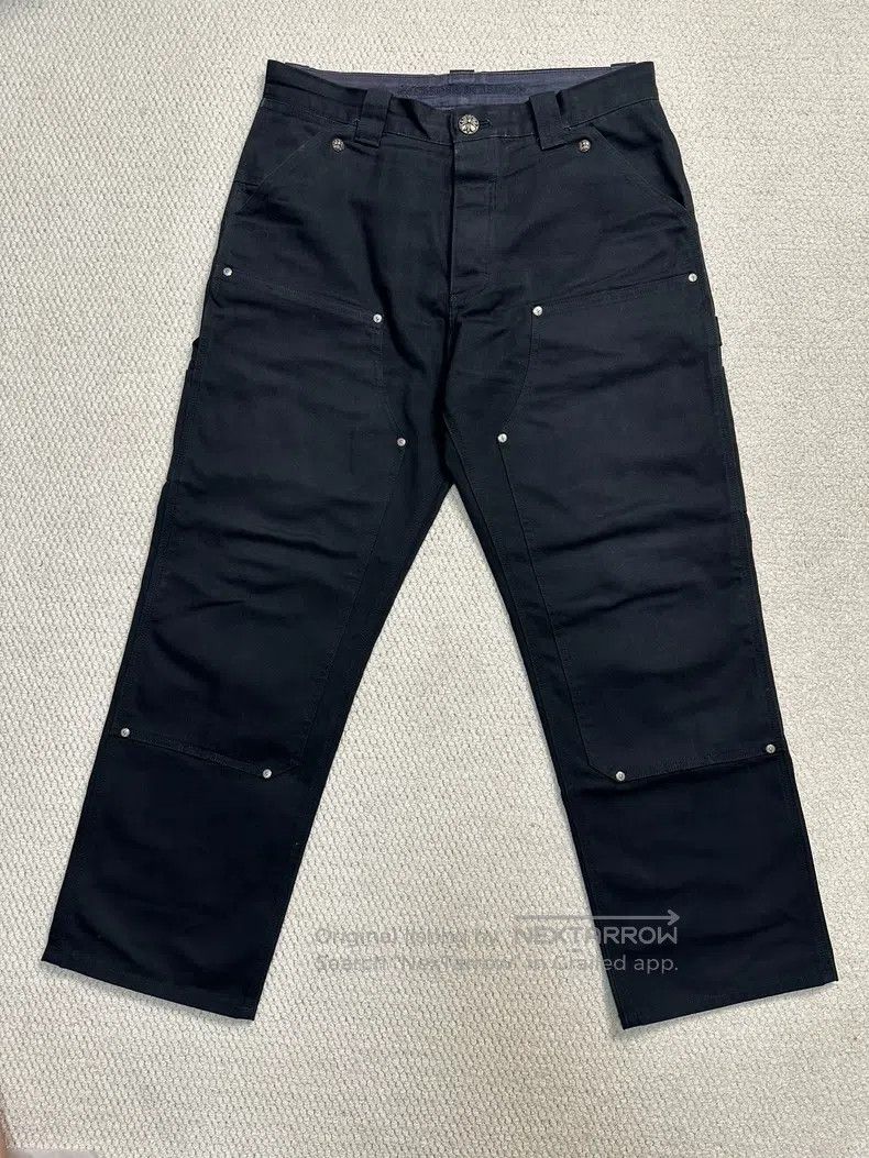 CHROME HEARTS 34 Black rivet knee overalls