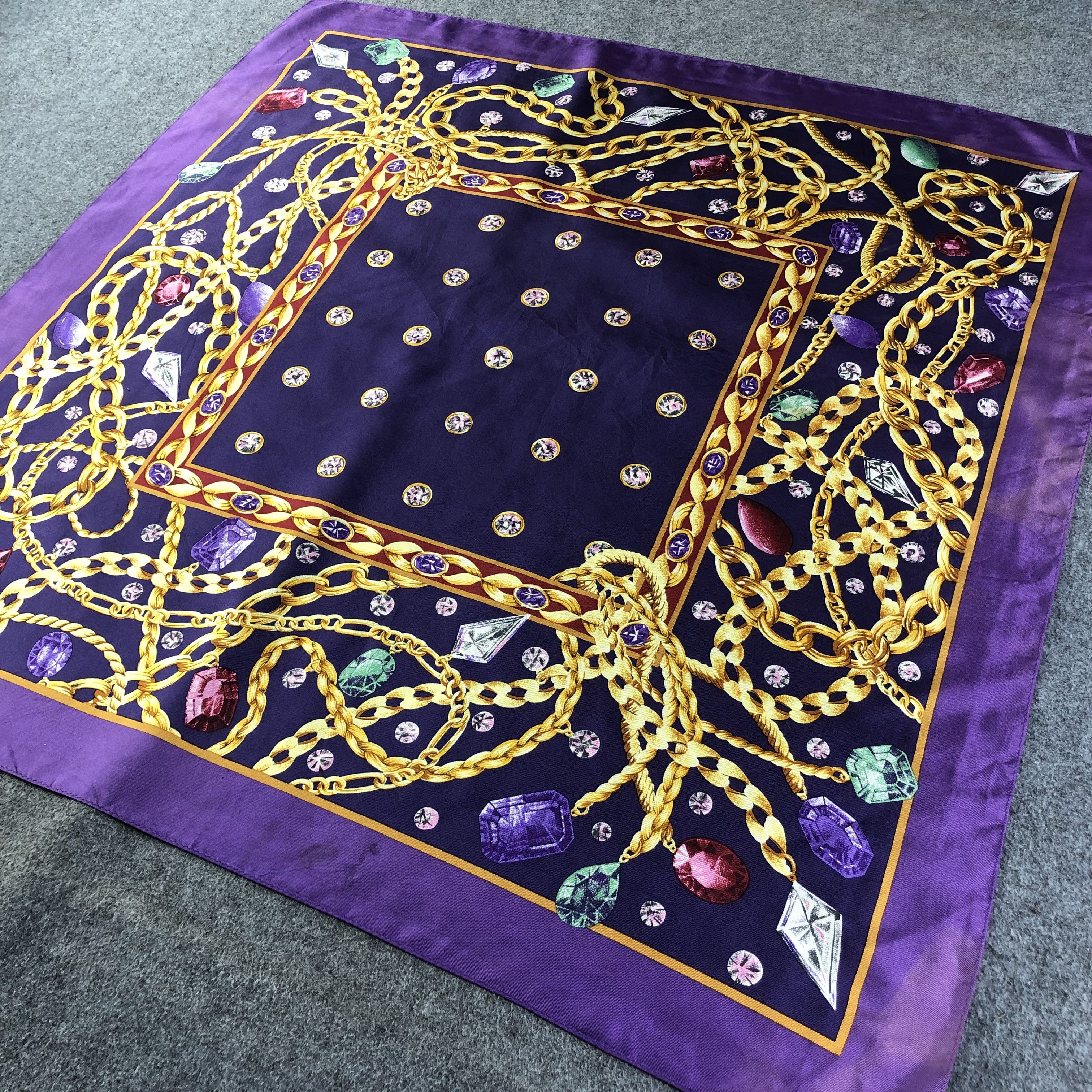Vintage Vintage Luxury Jewelry Silk Scarf M694 Size ONE SIZE - 2 Thumbnail